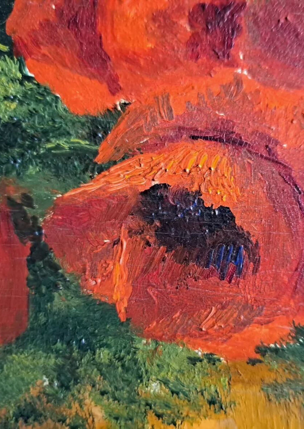 Original Antique Poppies Oil Painting