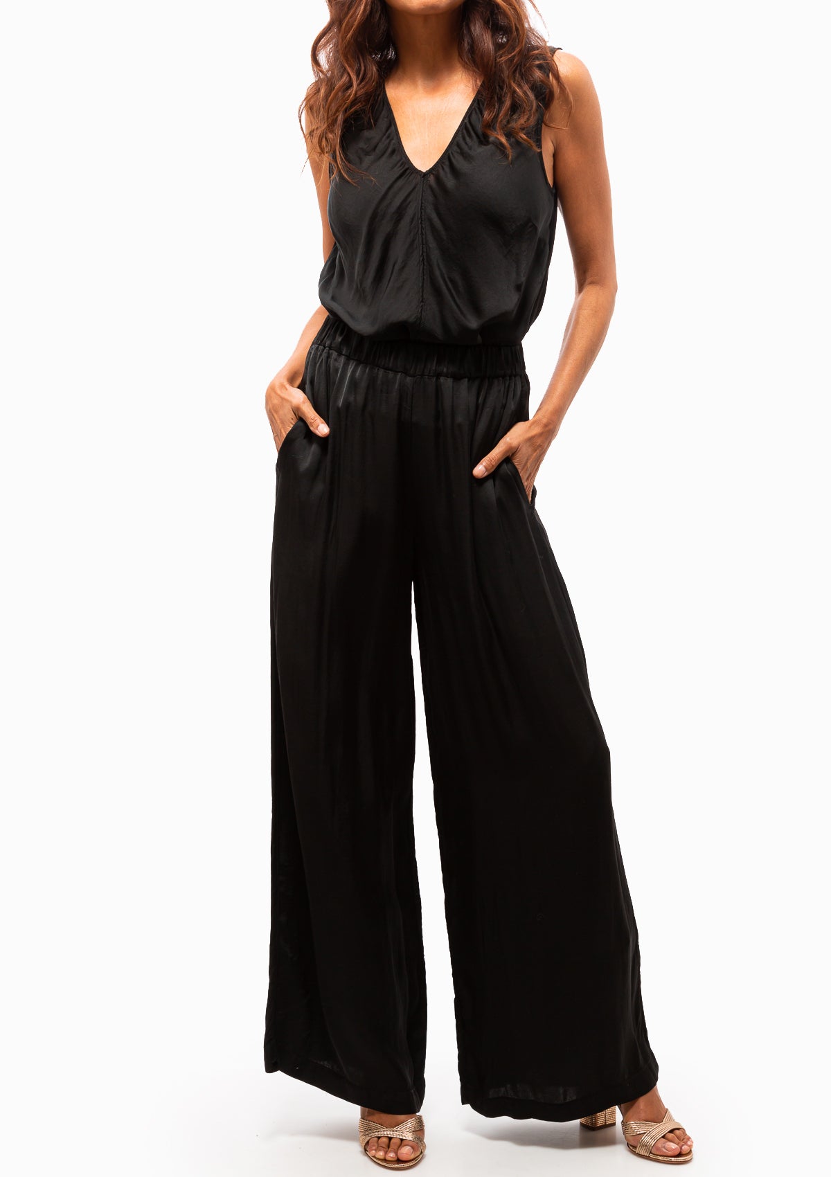 Matte Satin Leah Pant | Black