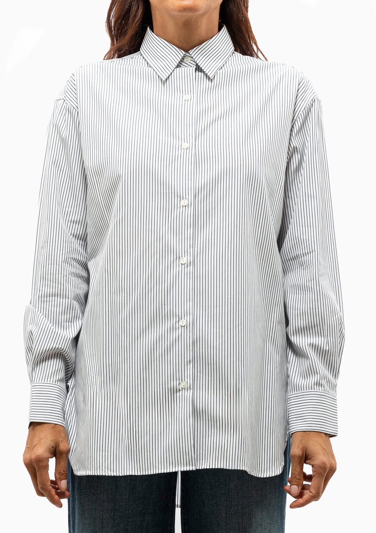 Yorke Shirt | Thin Navy Stripes