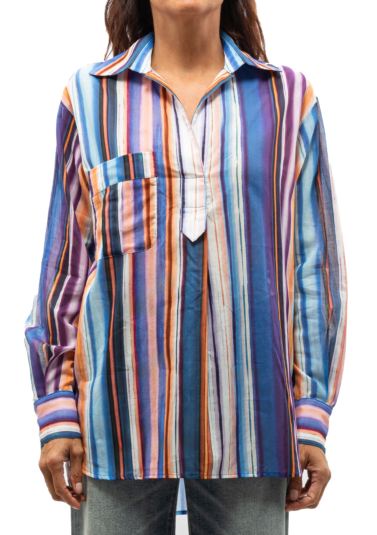 Over The Head Pocket Shirt | Sunset Stripe