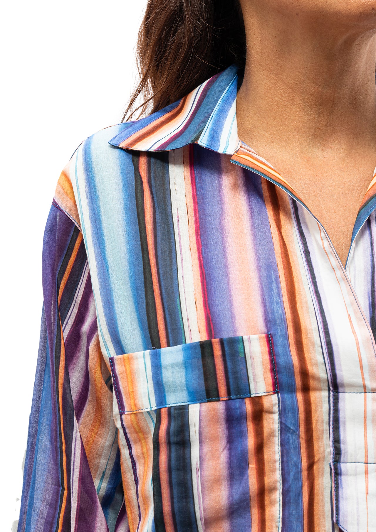 Over The Head Pocket Shirt | Sunset Stripe