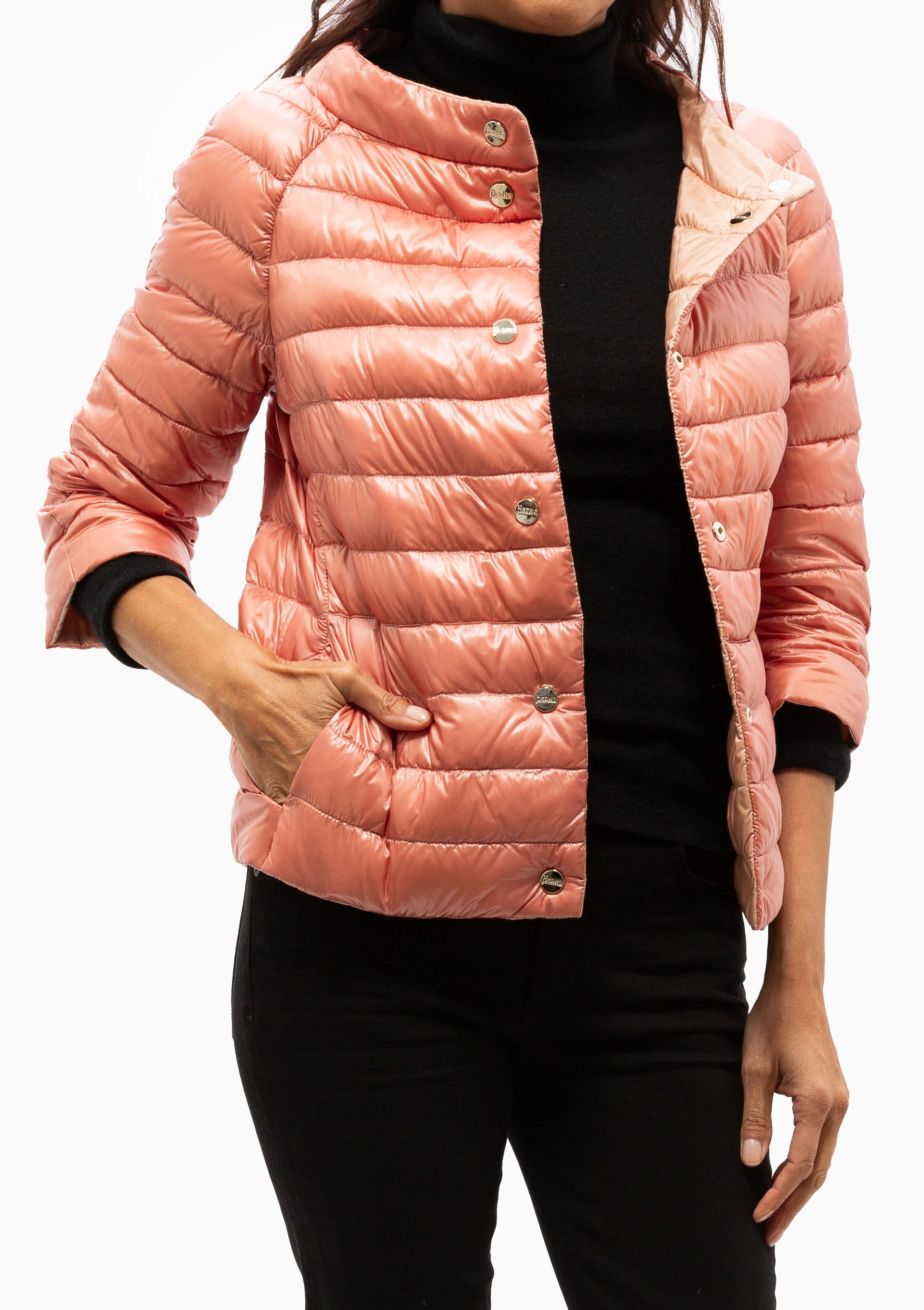 Classic Nylon Reversible 3/4 Sleeve Jacket | Blush/Coral