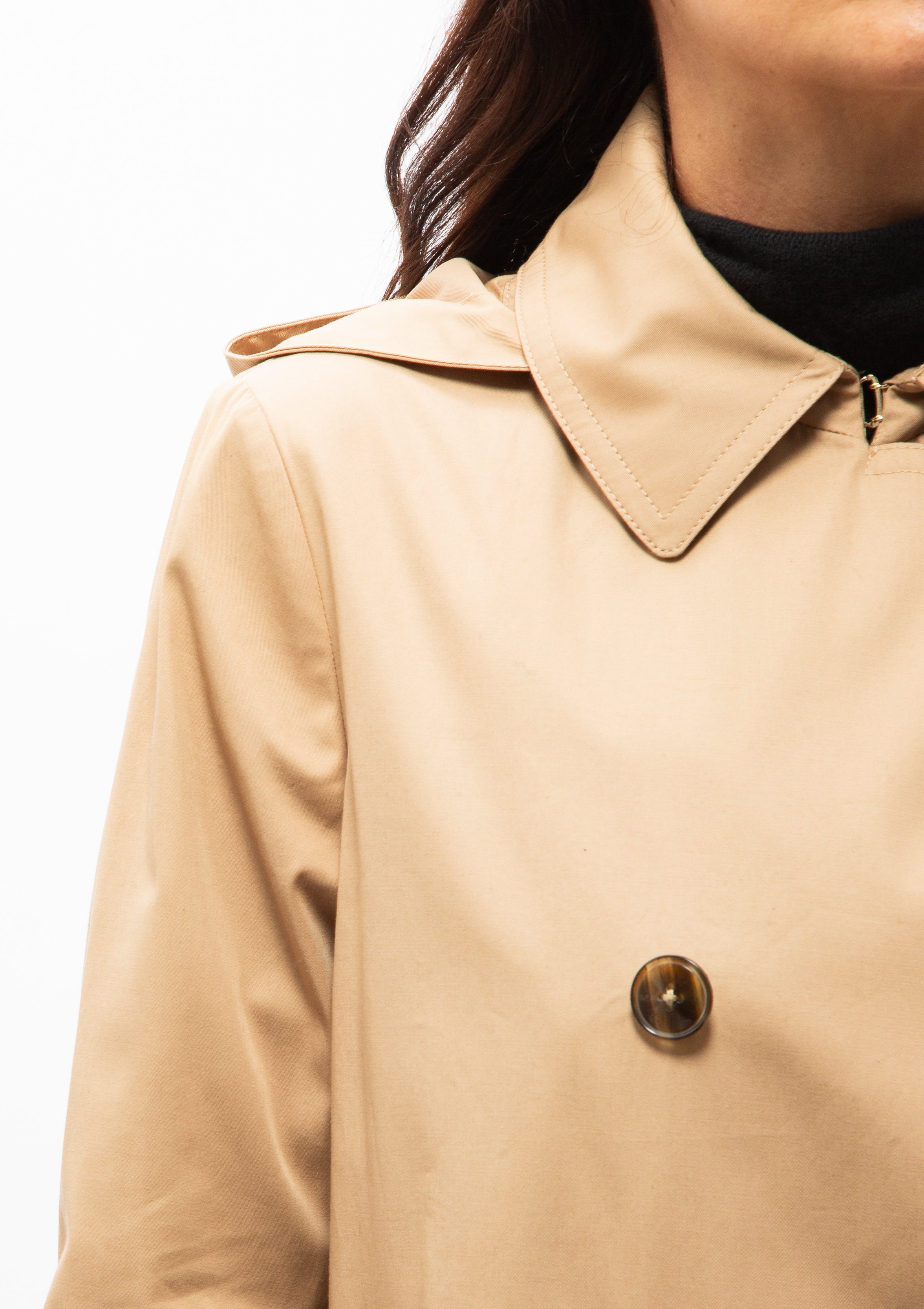 Cotton Short Trench With Hood | Camel