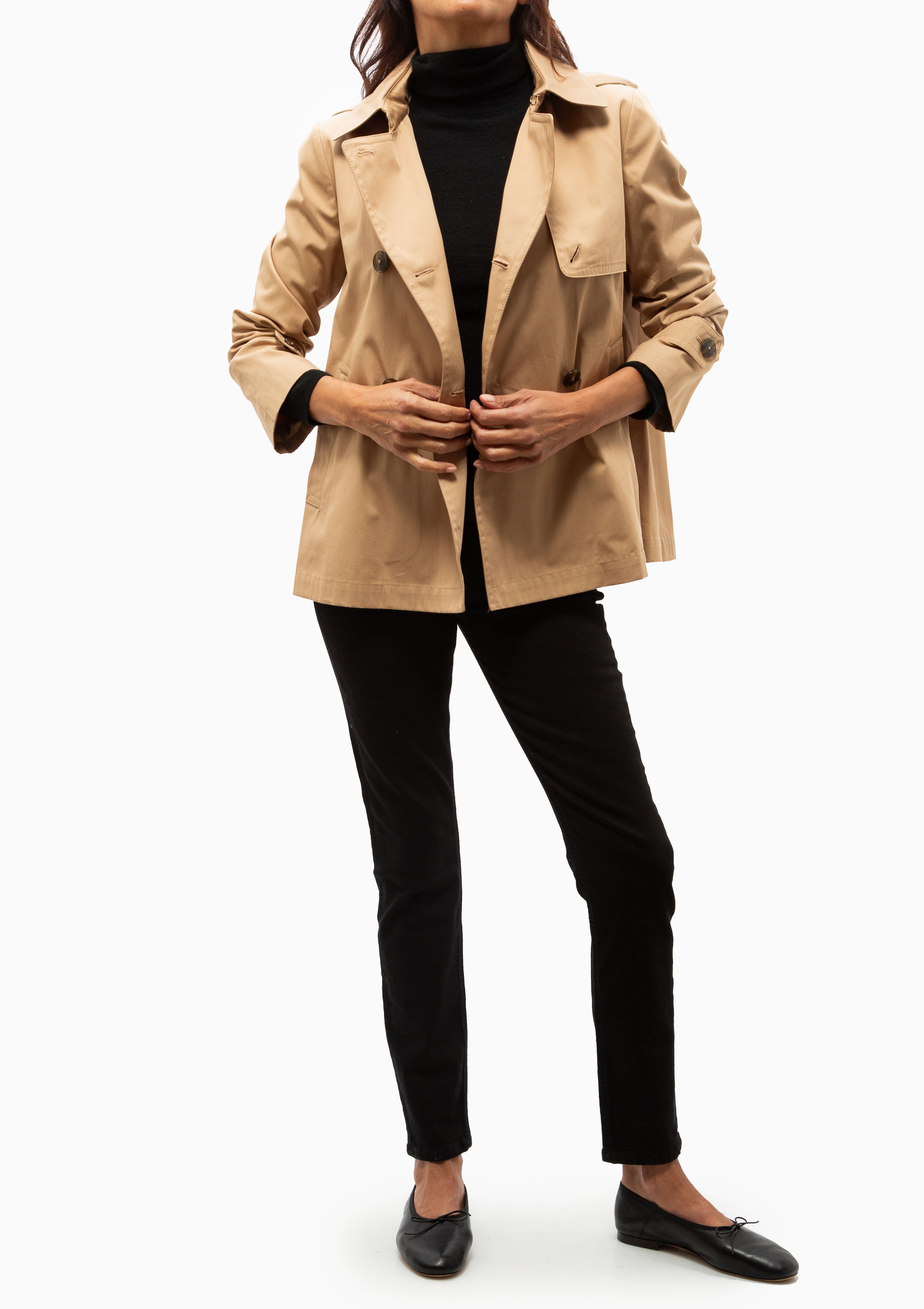 Cotton Short Trench With Hood | Camel