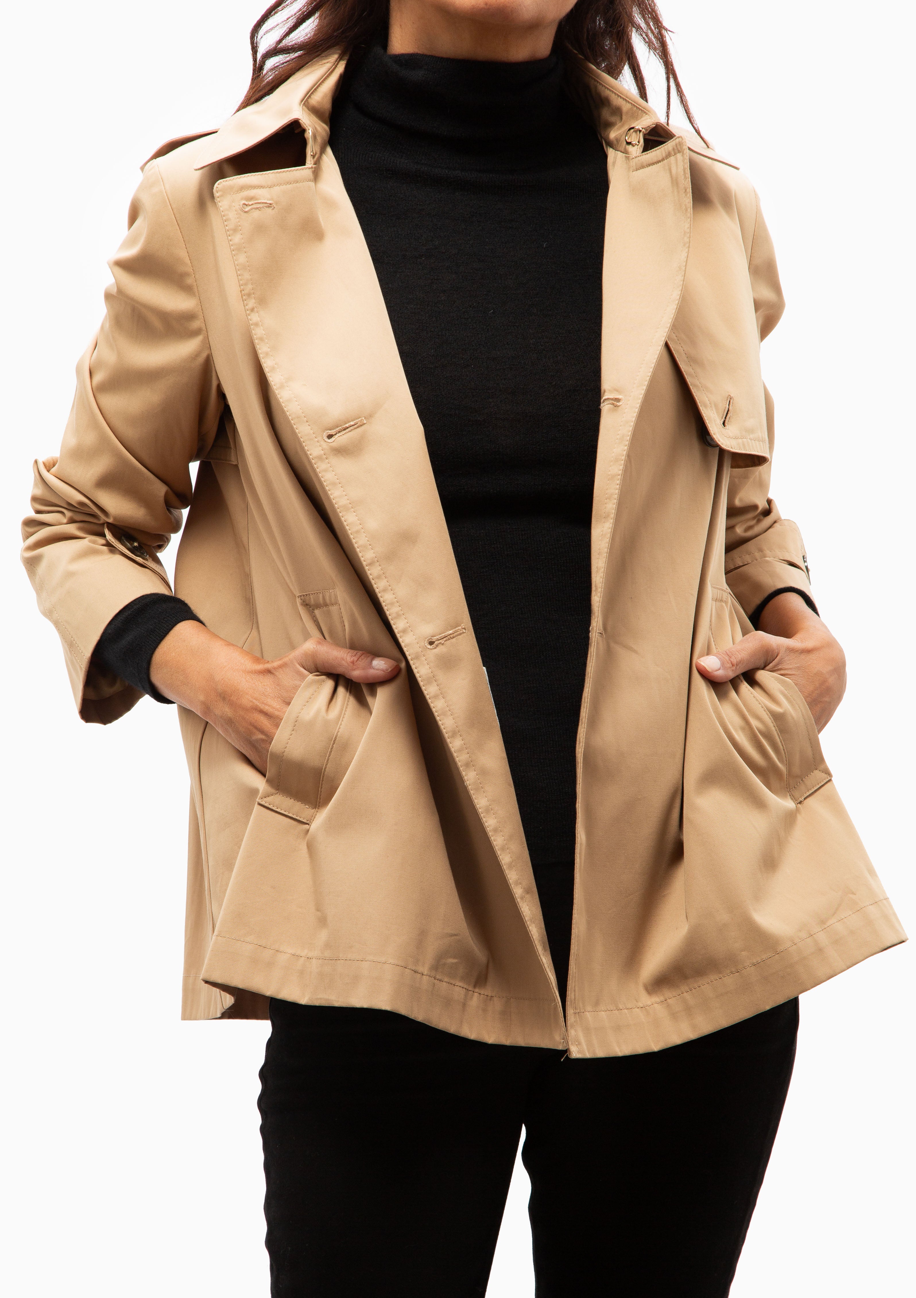 Cotton Short Trench With Hood | Camel