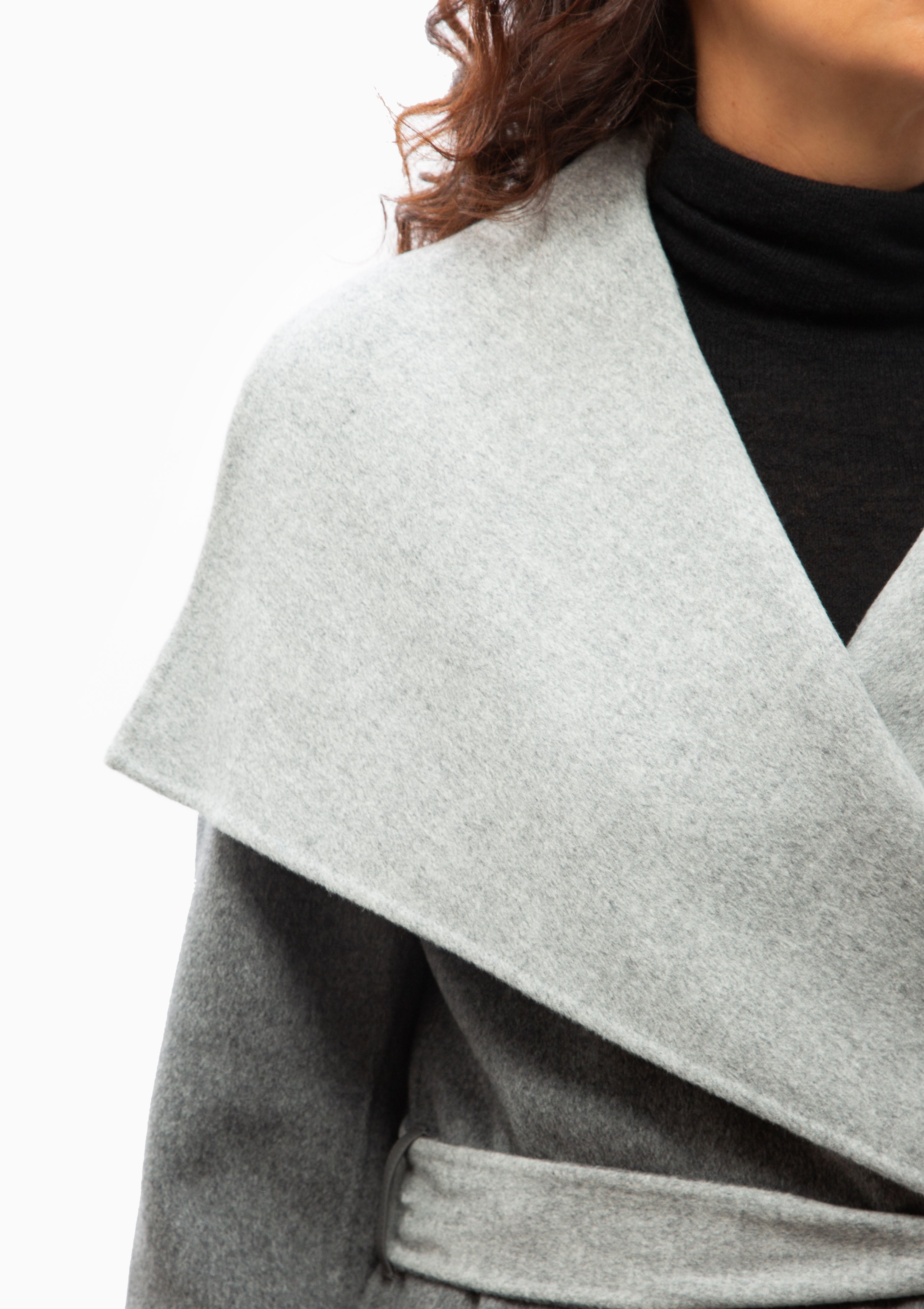 Mai Wrap Coat | Carbon/Light Grey Mix