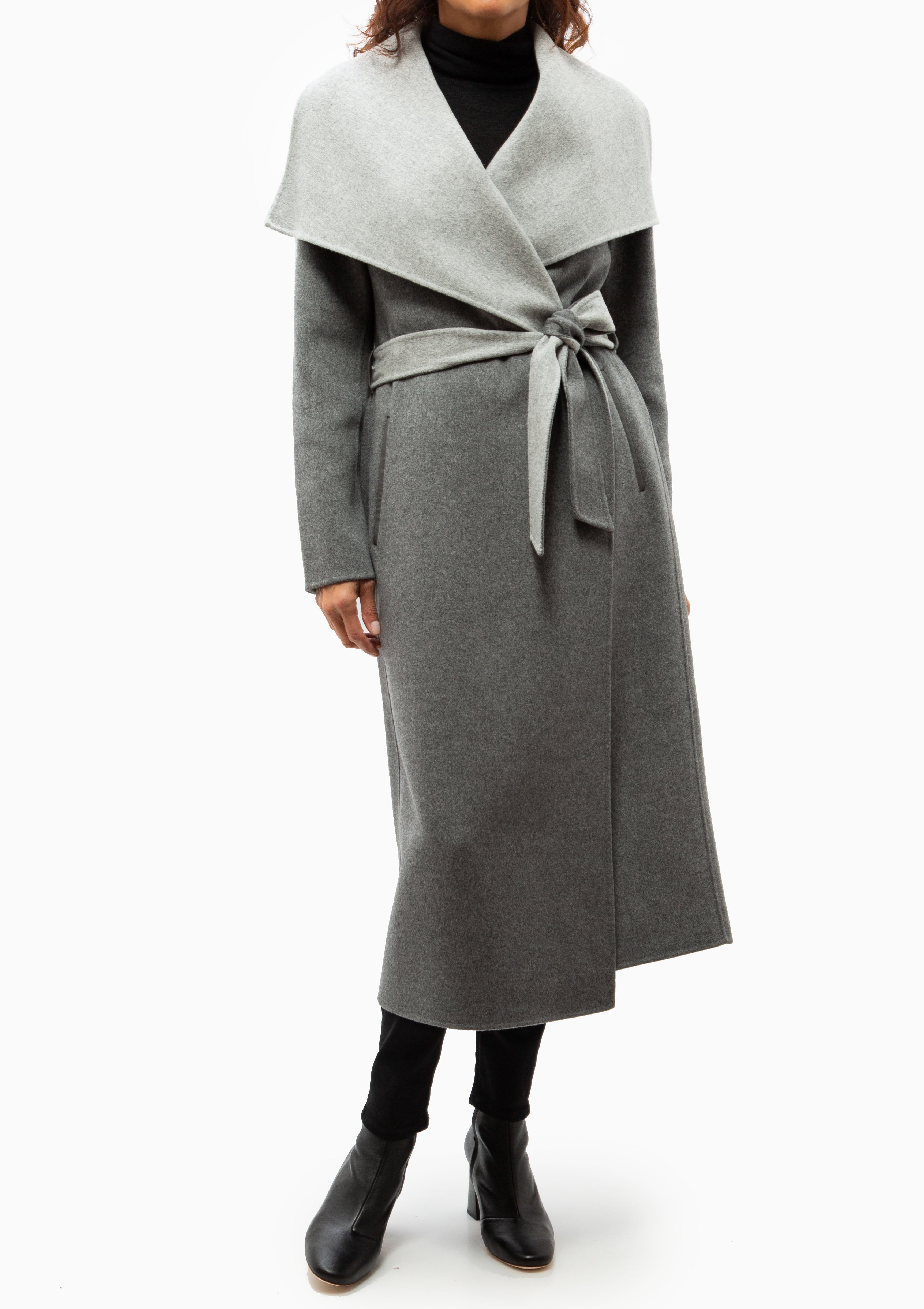 Mai Wrap Coat | Carbon/Light Grey Mix