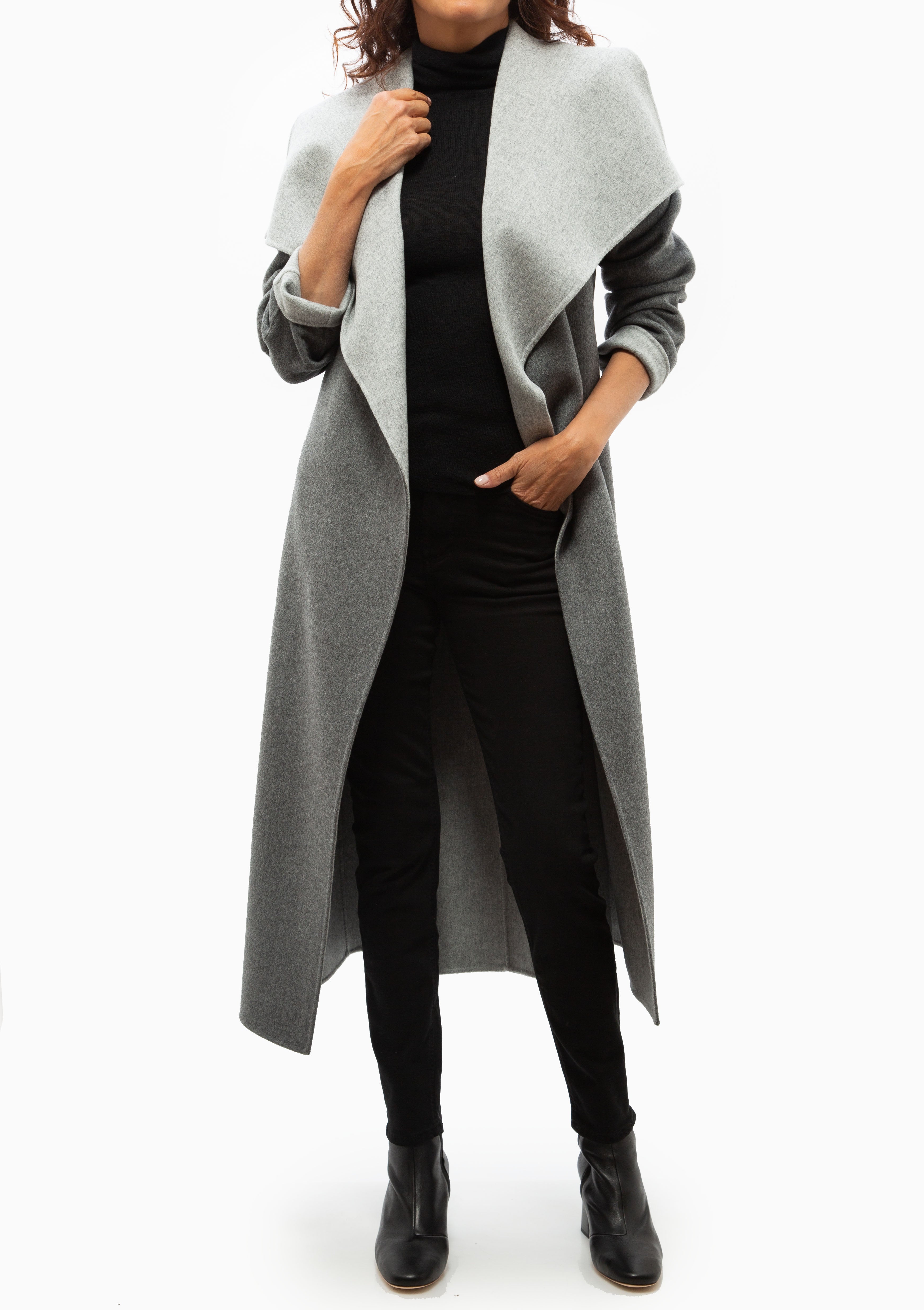 Mai Wrap Coat | Carbon/Light Grey Mix