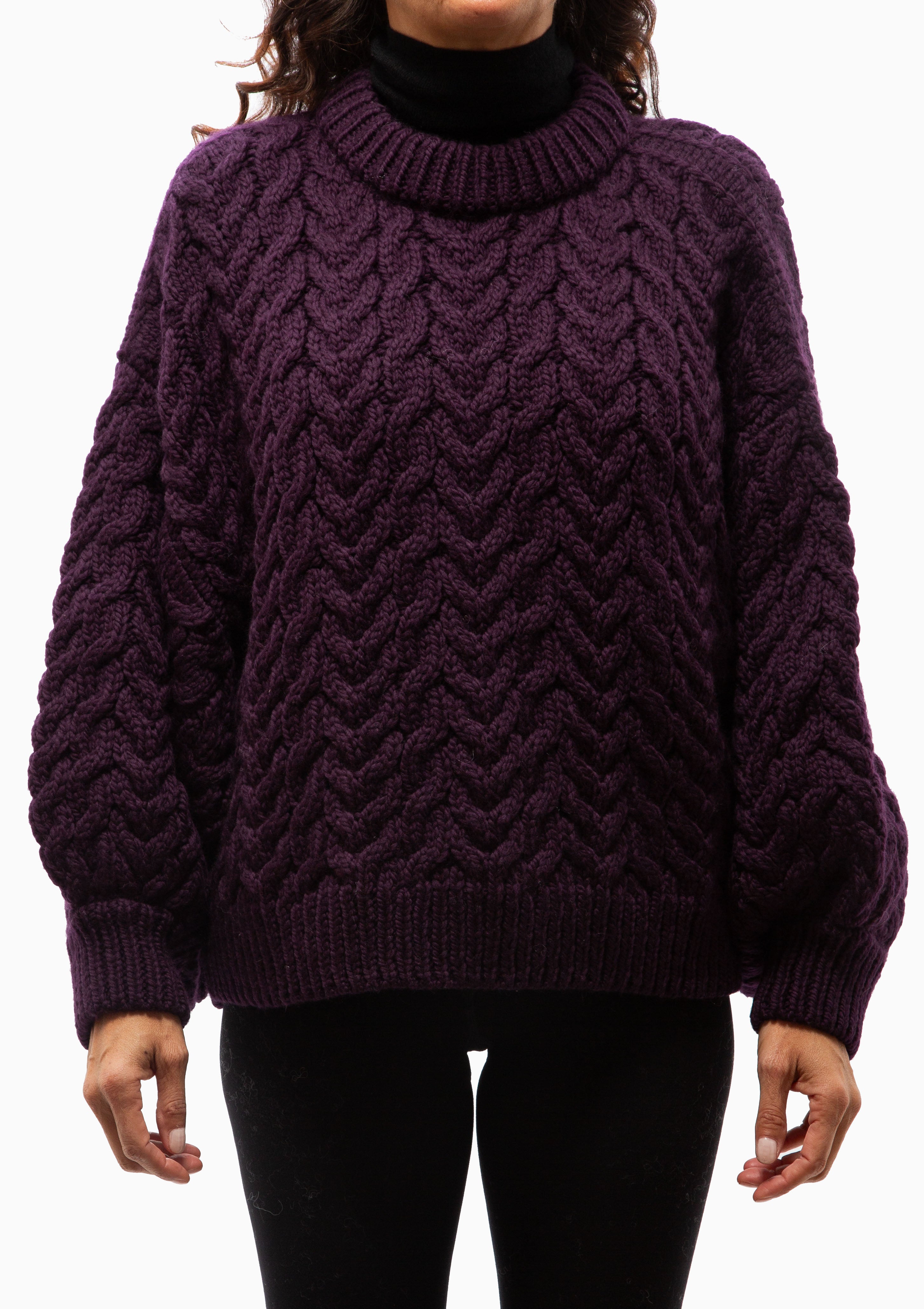 Suri Balloon Sleeve Crew Neck | Dark Plum