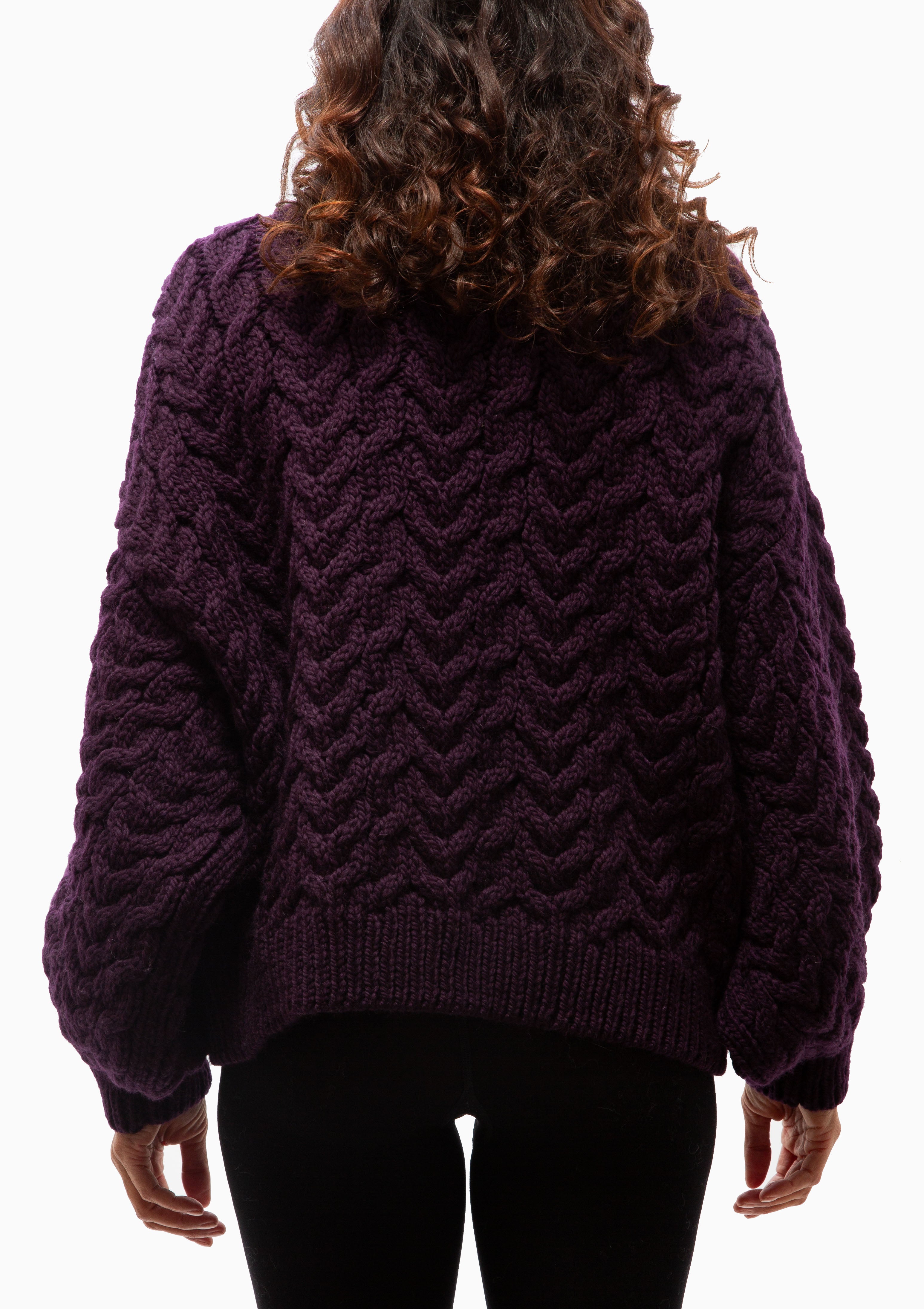 Suri Balloon Sleeve Crew Neck | Dark Plum