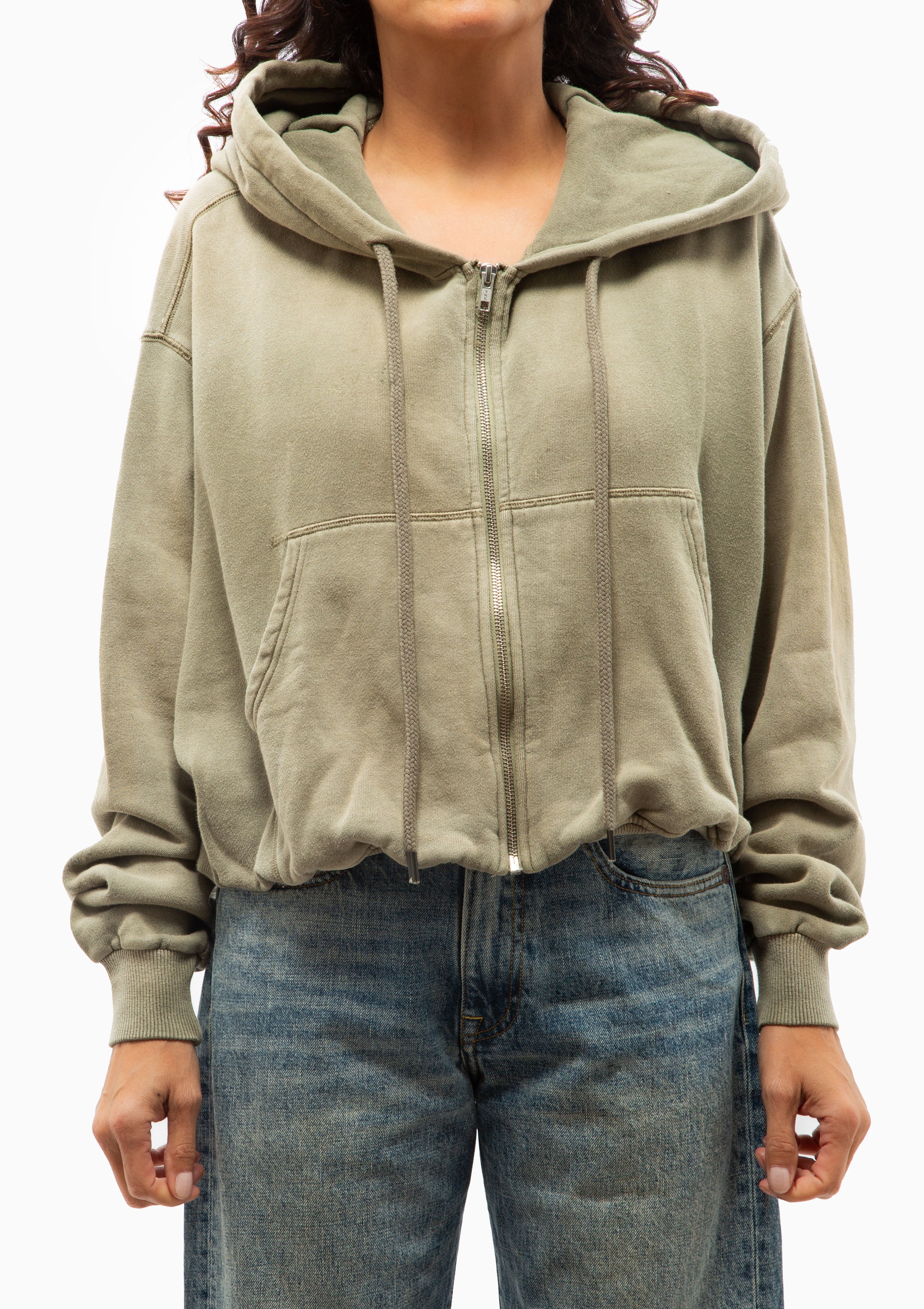 Balloon Zip-up Hoodie | Faded Olive