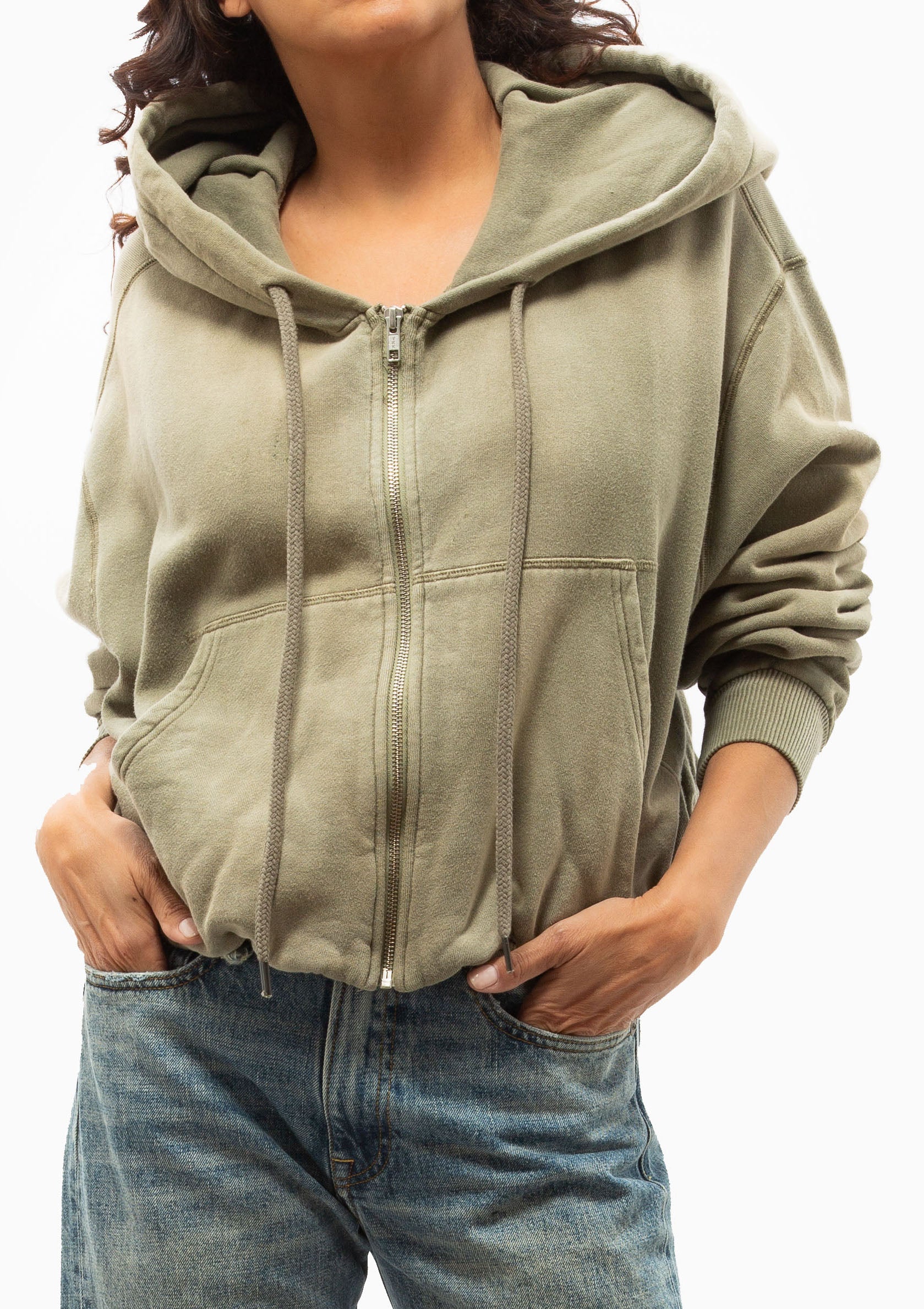 Balloon Zip-up Hoodie | Faded Olive