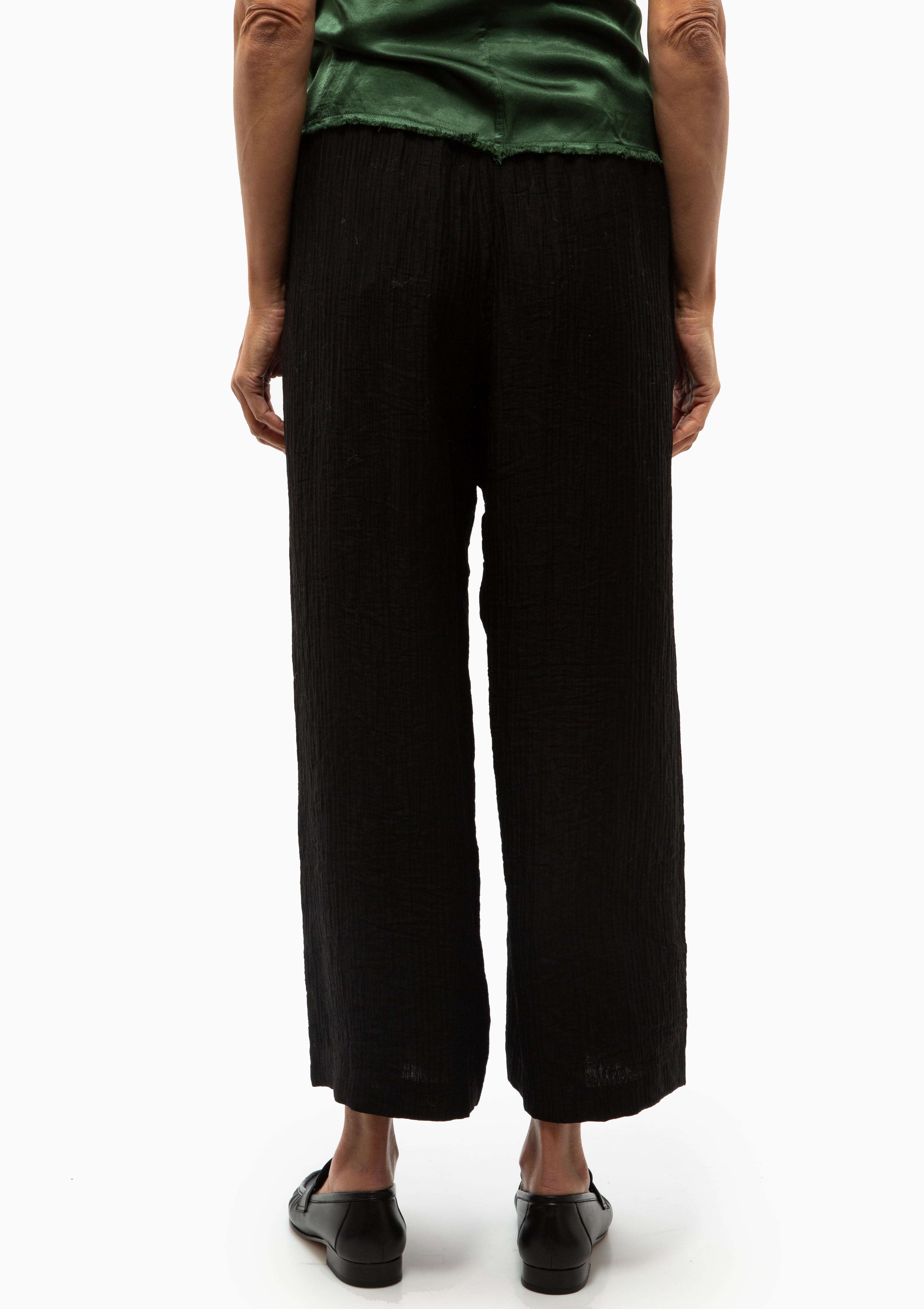 Crinkle Satin Broadway Pant | Black