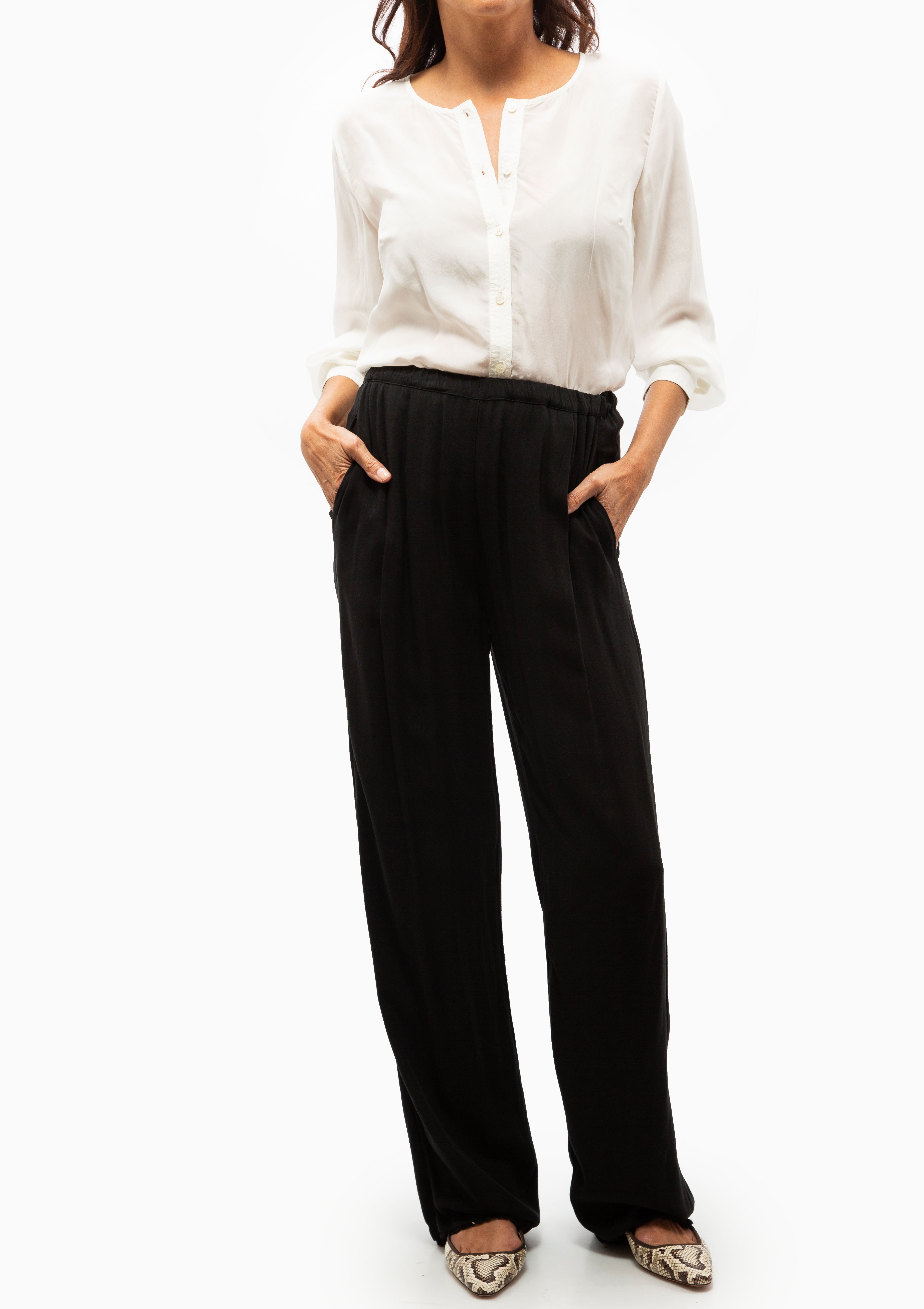 Water Color Viscose Ione Pant | Black