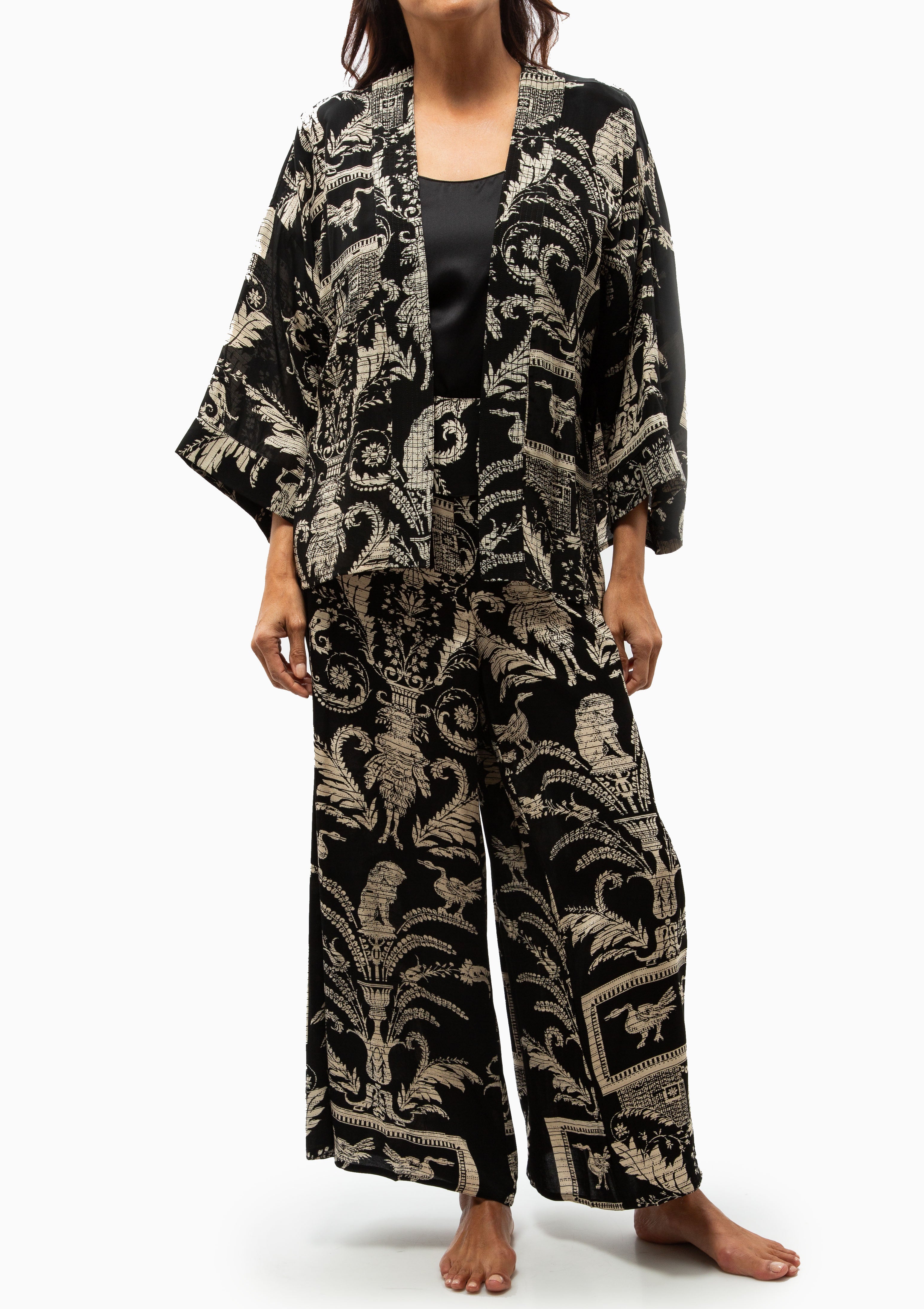 Vintage Damask Palazzo Pant | Black