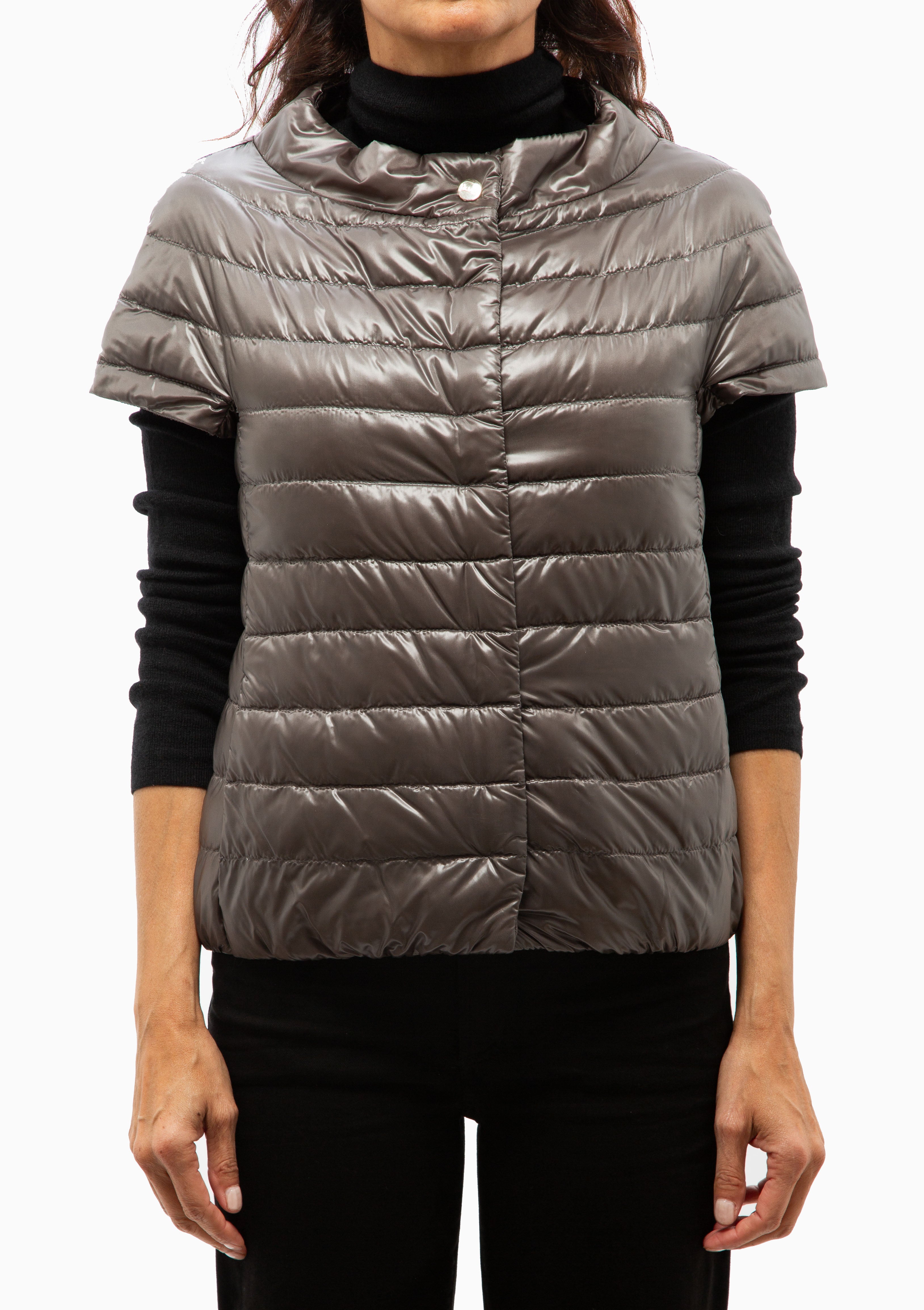 Classic Nylon Greta Cap Sleeve Jacket | Charcoal