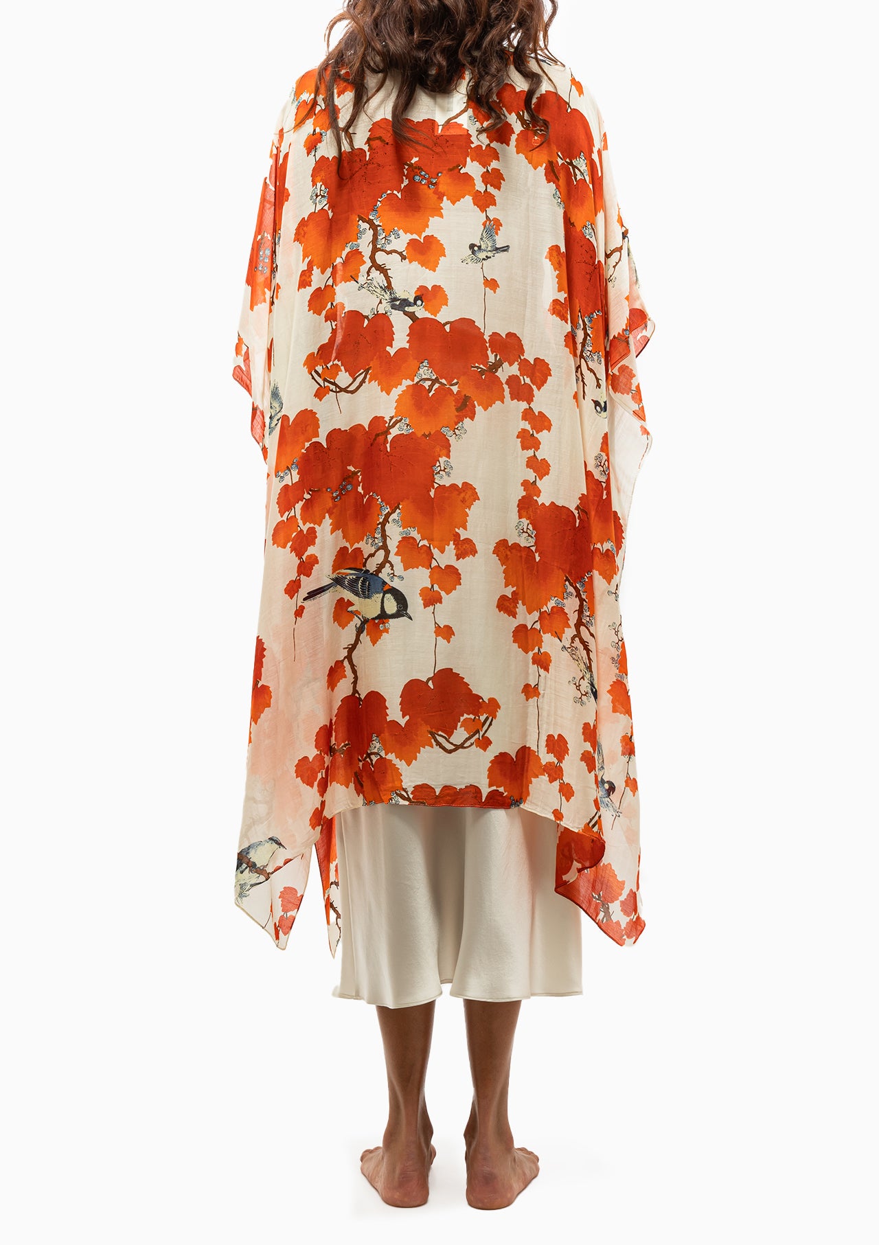 Blossom Branch Long Kimono | Red