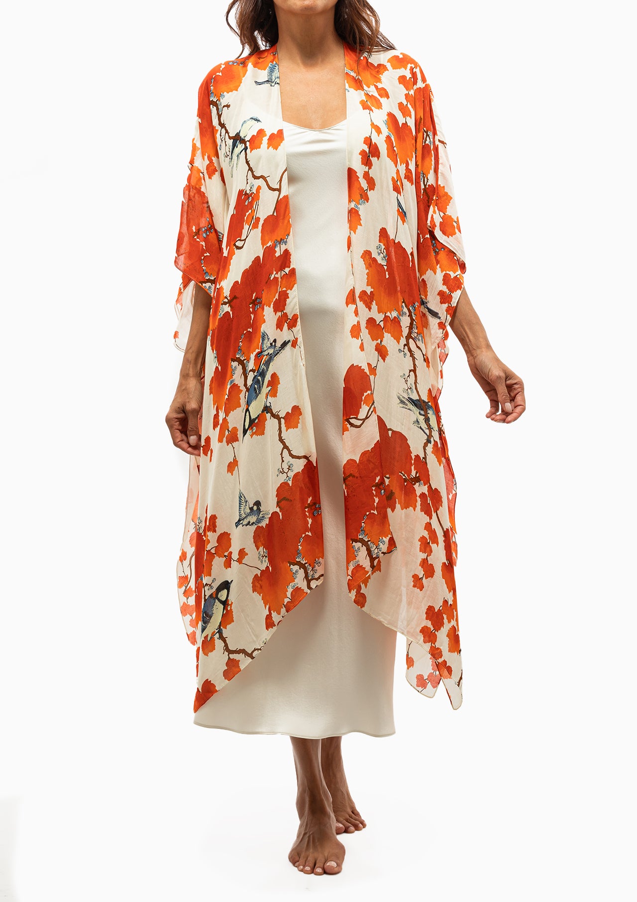 Blossom Branch Long Kimono | Red