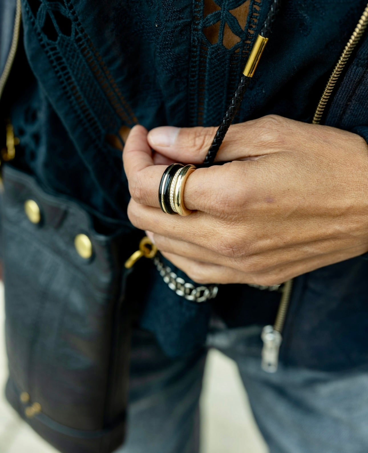 14K Classic Ring Stack | Black Onyx