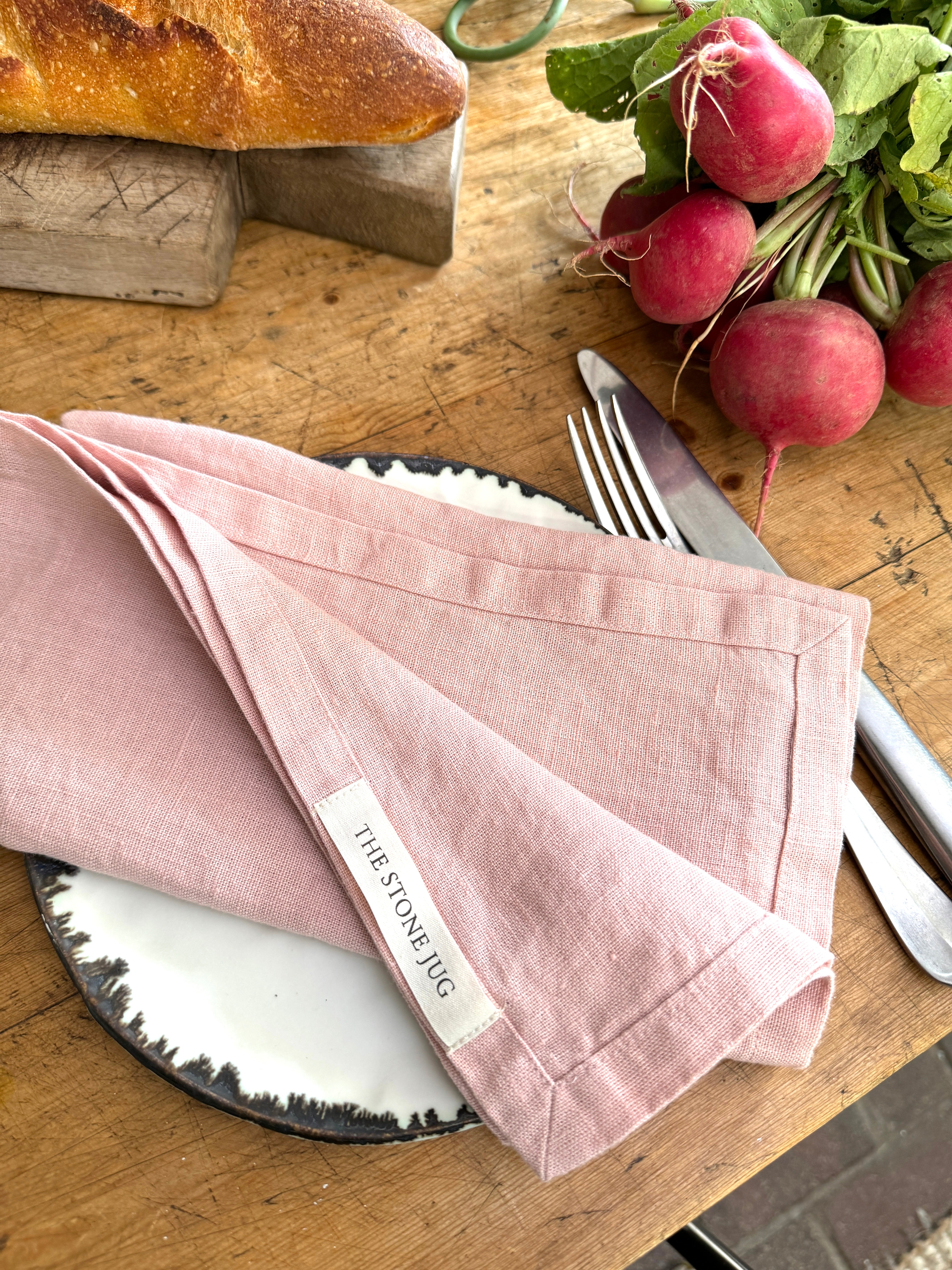 Misty Rose 100% Stone Washed Linen Napkin, Set Of 4