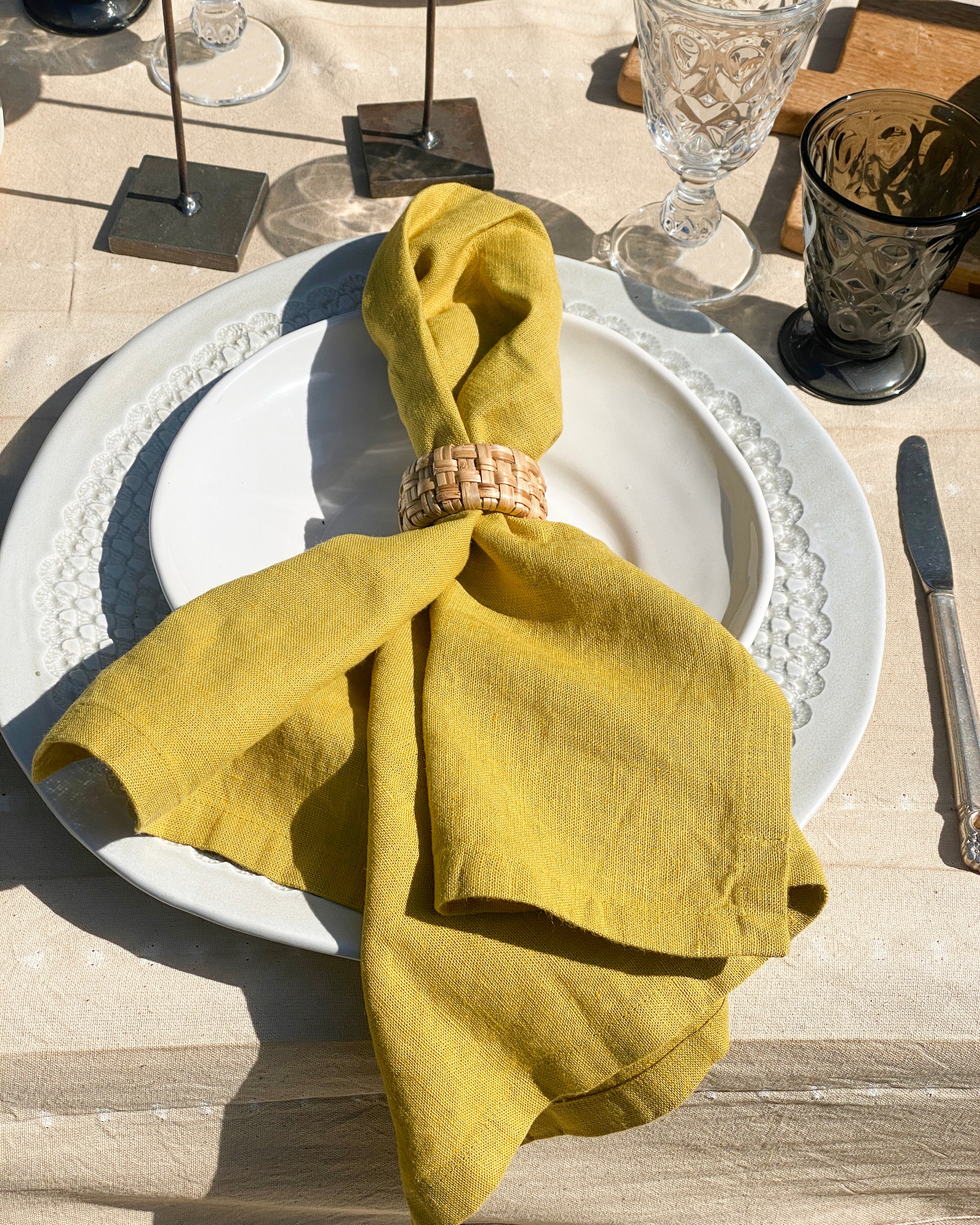 Echinacea 100% Stone Washed Linen Napkin, Set Of 4