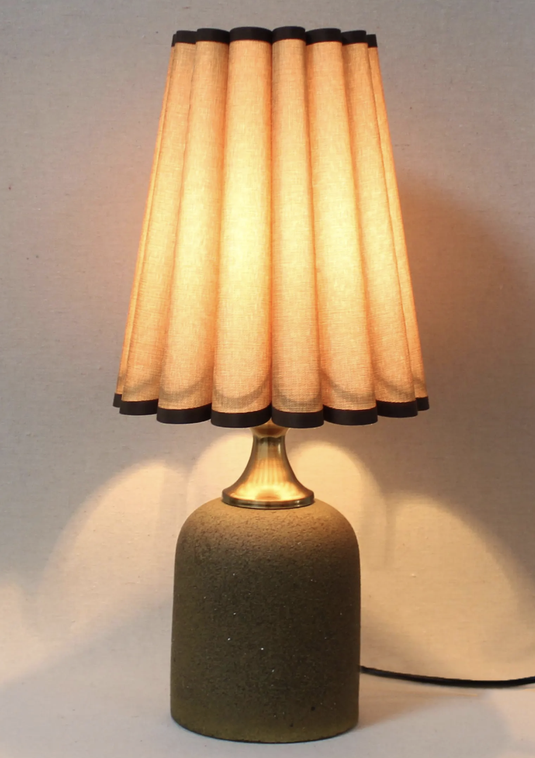 Handmade Duzy Lampshade & Ceramic Base | Tan/Brown