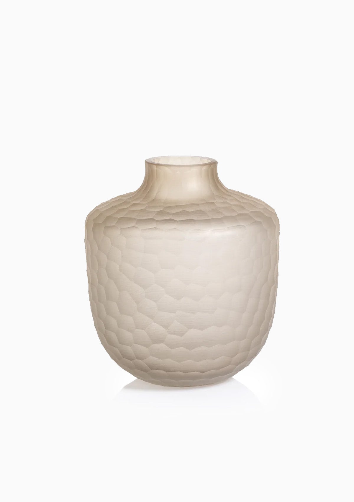 Arosa Cut Glass Frosted Vase | Taupe, Small