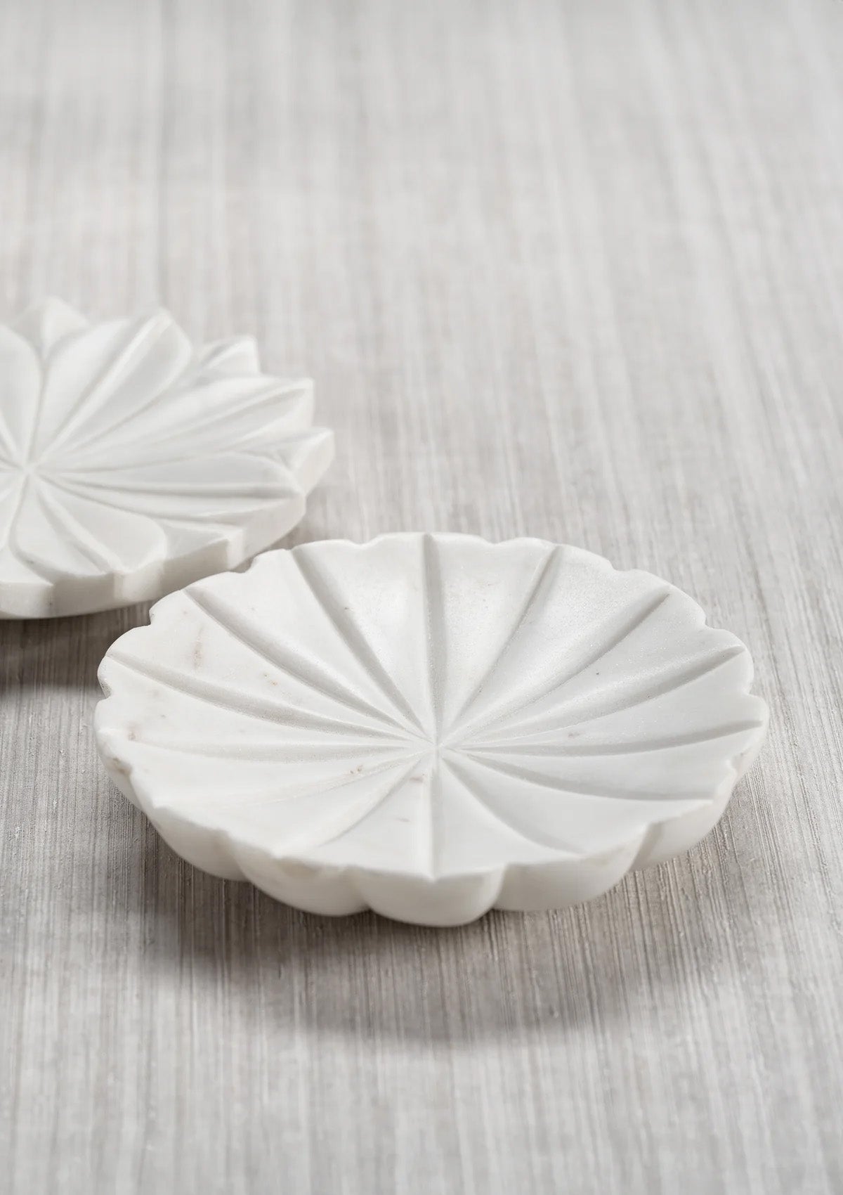 Flower Marble Dish | White