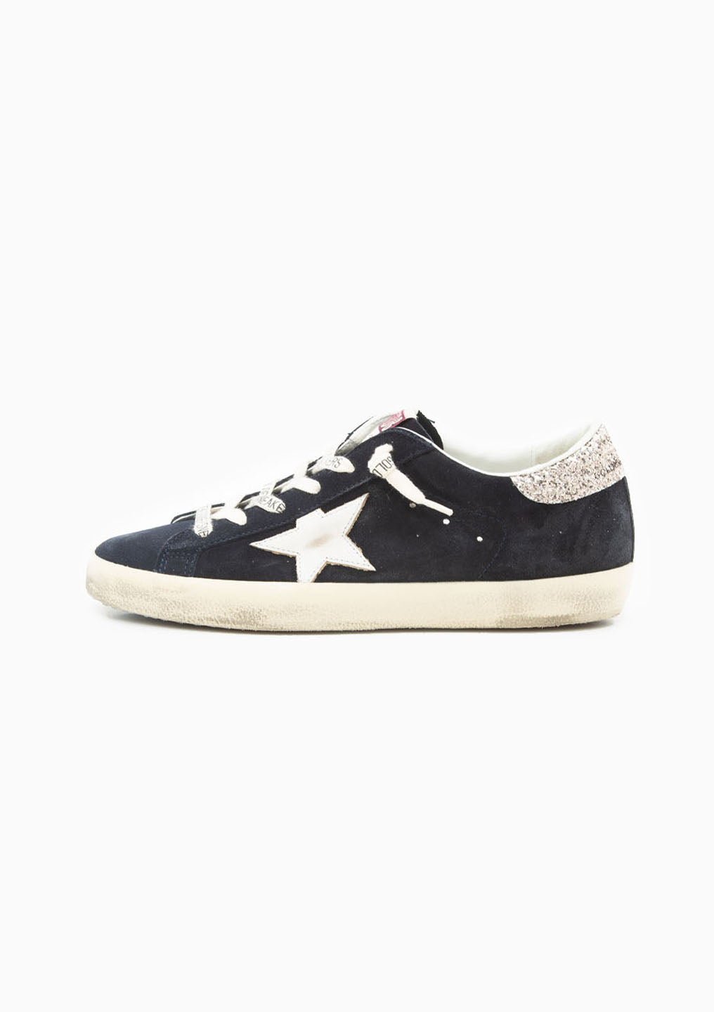 Superstar Sneaker Suede Leather Star Glitter Heel | Blue/White/Silver