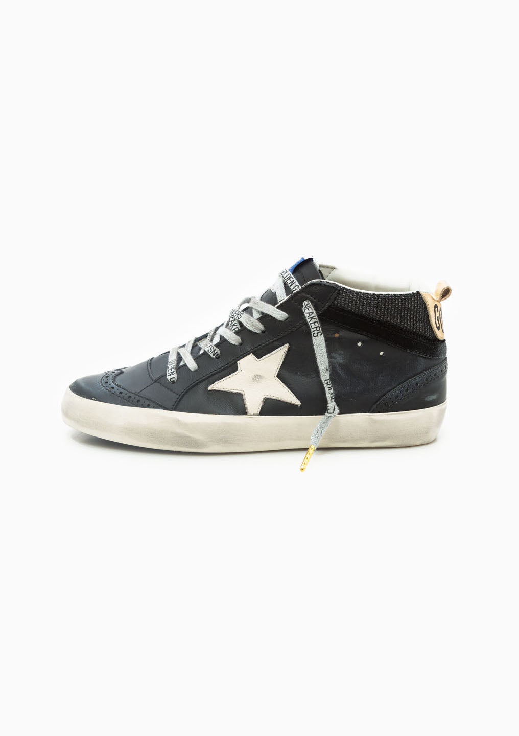 Mid Star Sneaker Leather & Net Upper Suede Wave | Black/White/Gold