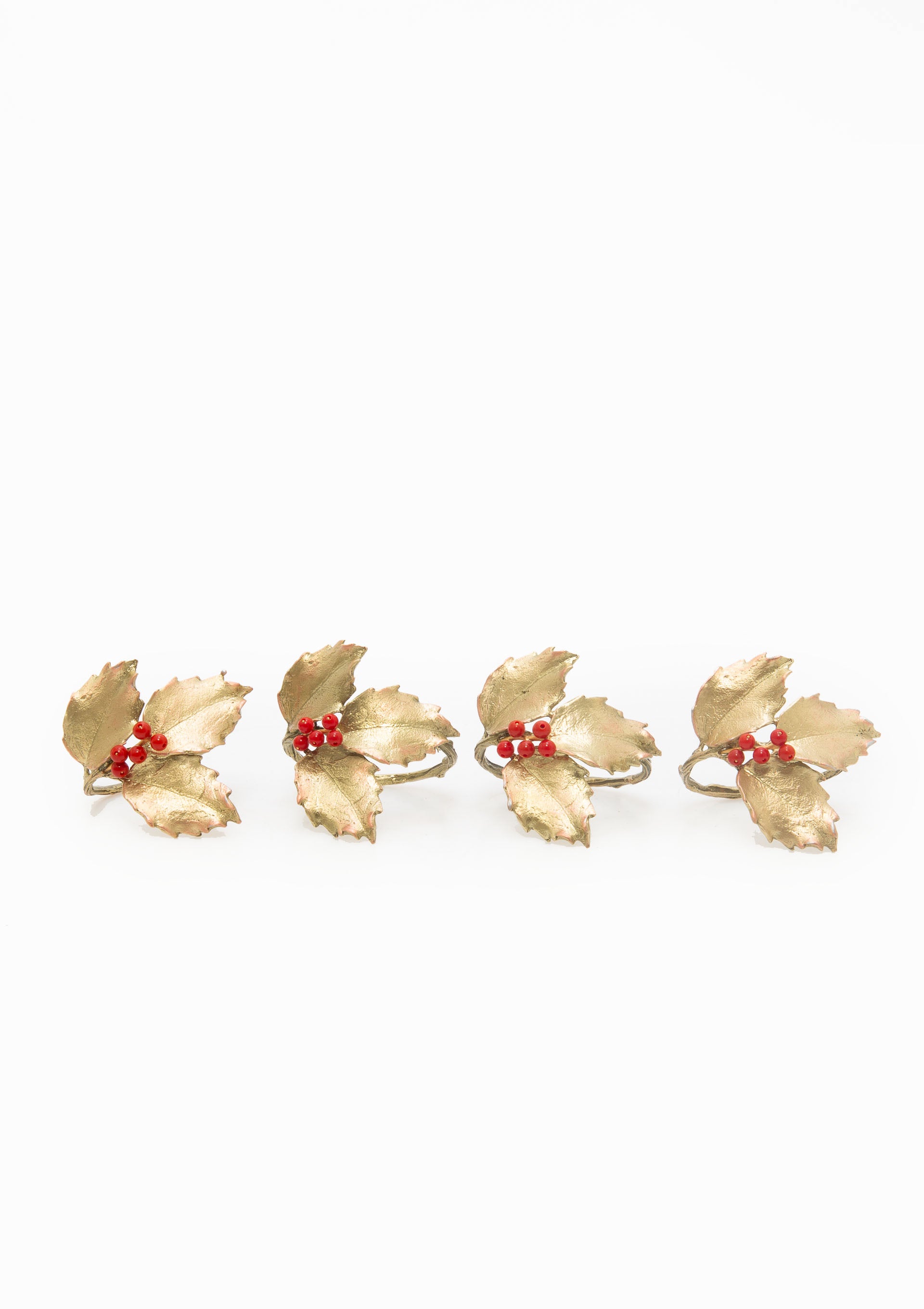 Holly Napkin Rings | Brass, Set Of 4