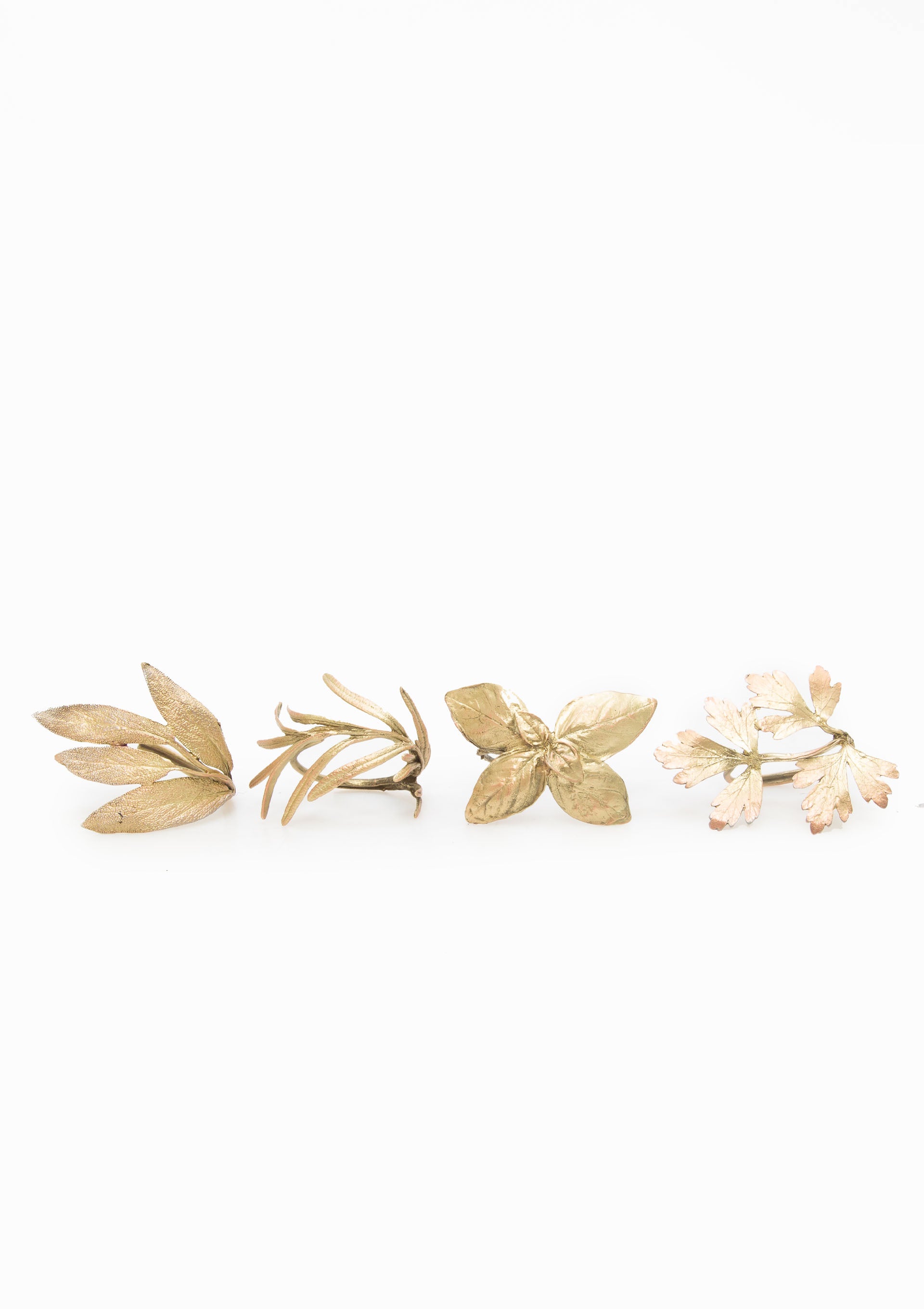 Italian Herb Assorted Napkin Rings | Brass, Set Of 4