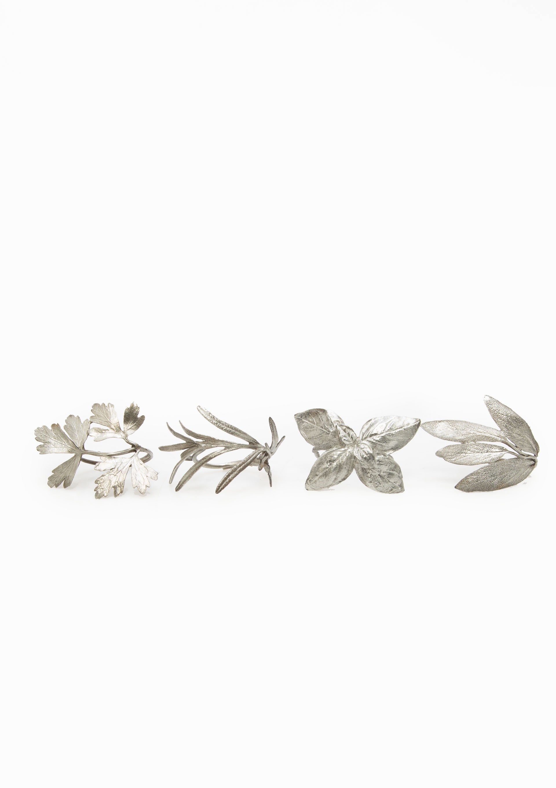 Italian Herb Assorted Napkin Rings | Pewter, Set Of 4