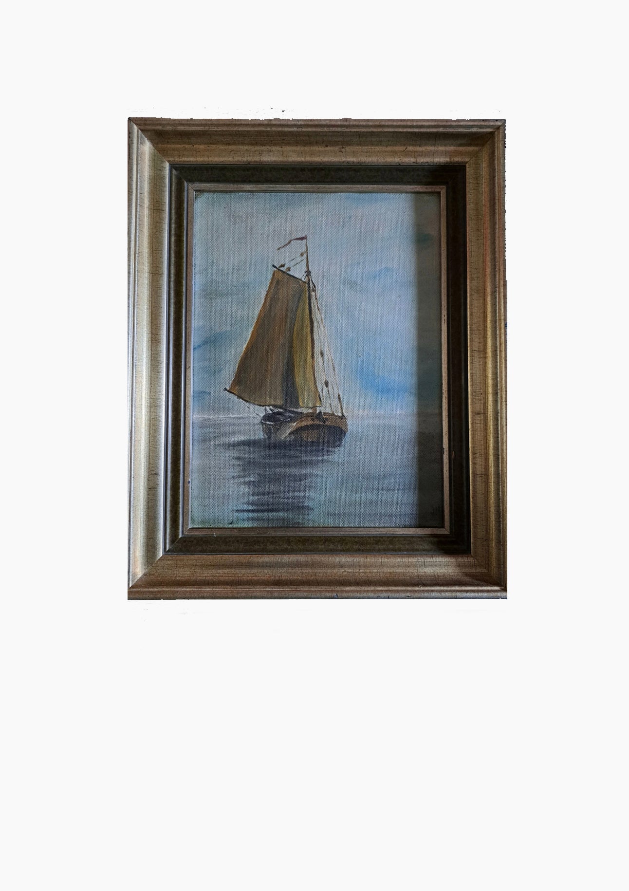 Original Antique Dutch Botter Boat Oil Painting | 16.5" x 20.5"