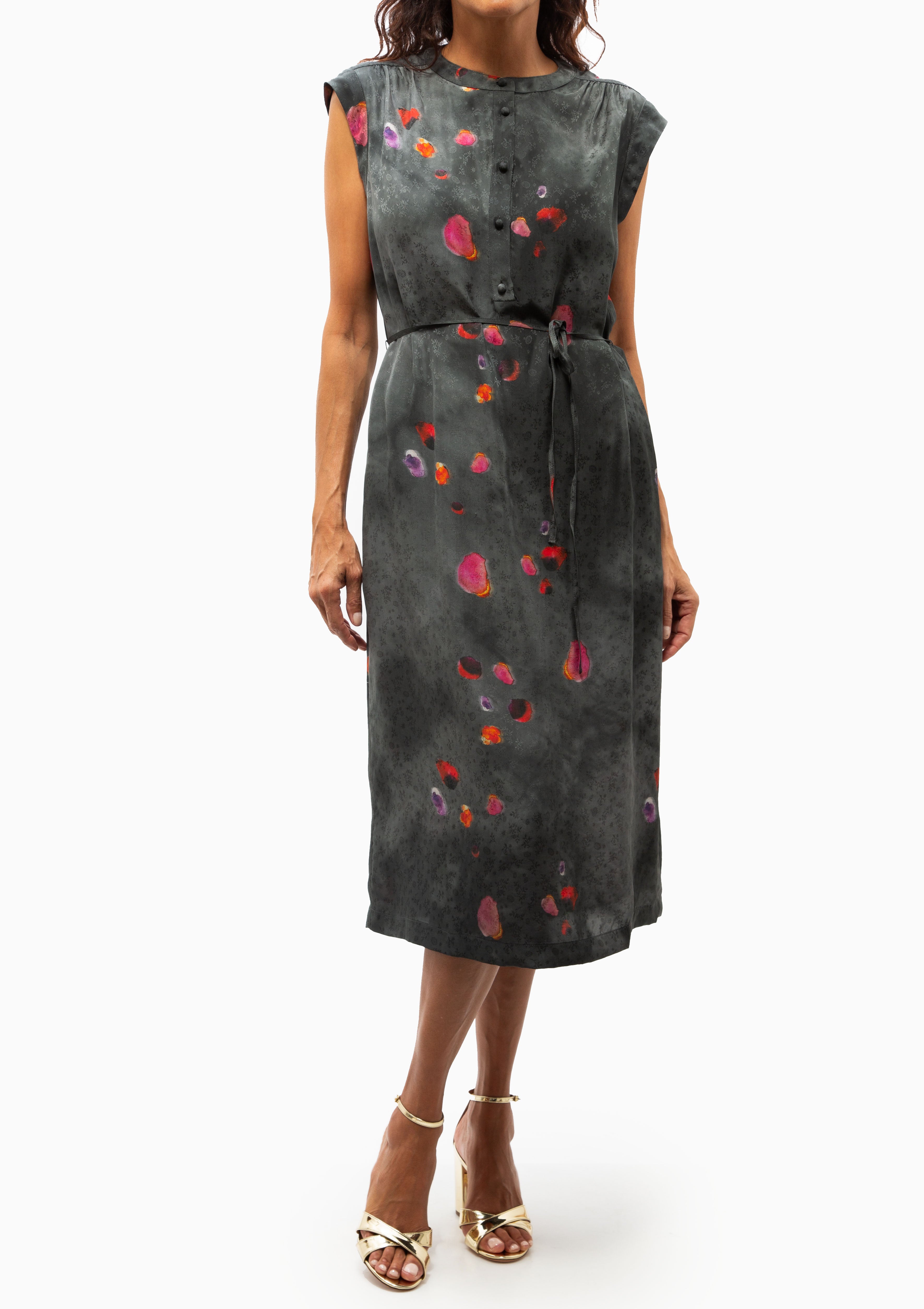 Silk Zaire Dress | Petal Black