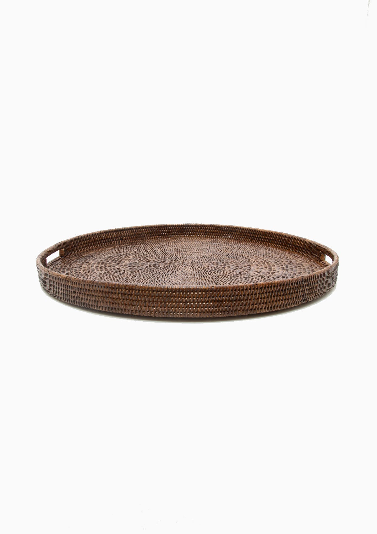 Round Tray With Handle, 26" | Antique Brown