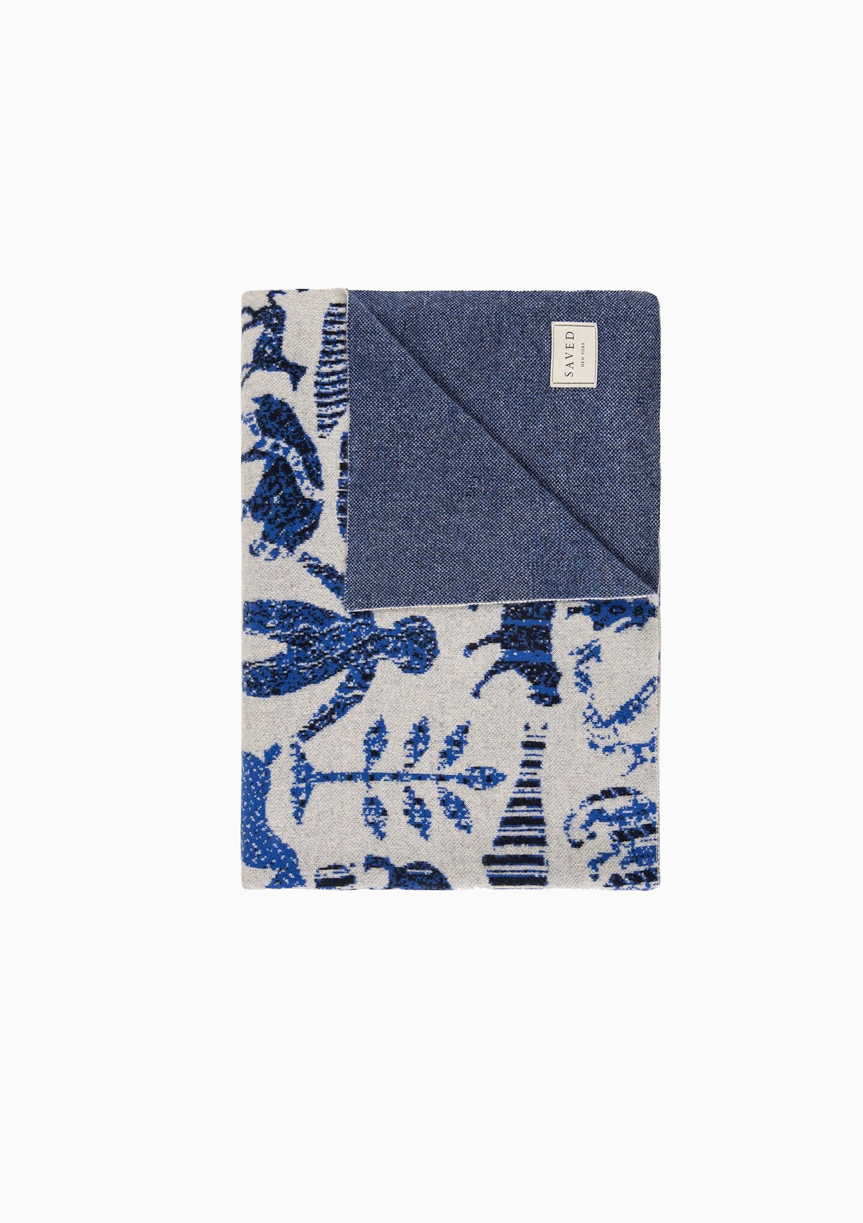 Applique Throw | Cobalt, 51"x71"