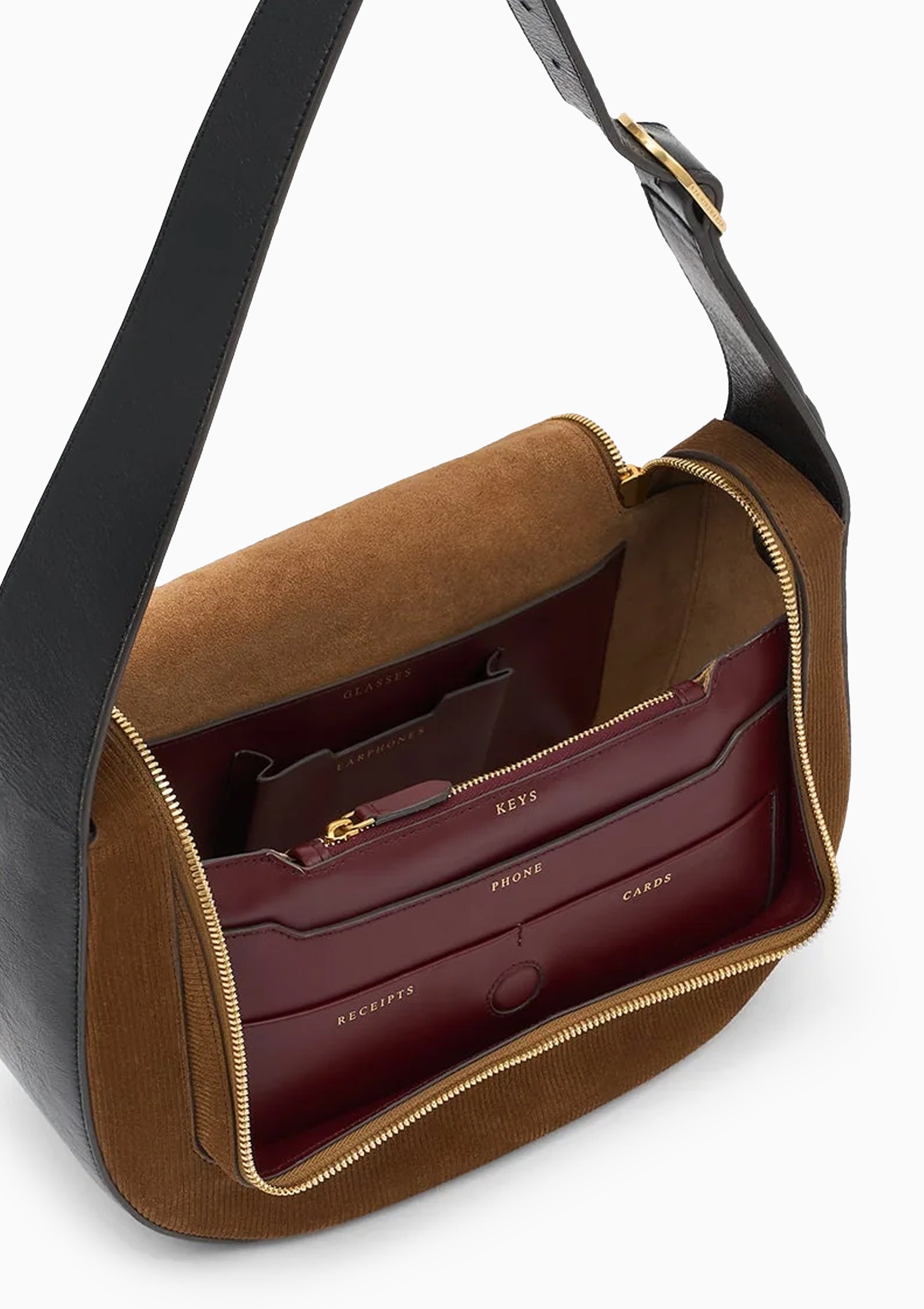 Vere Shoulder Bag | Sepia Corduroy Suede