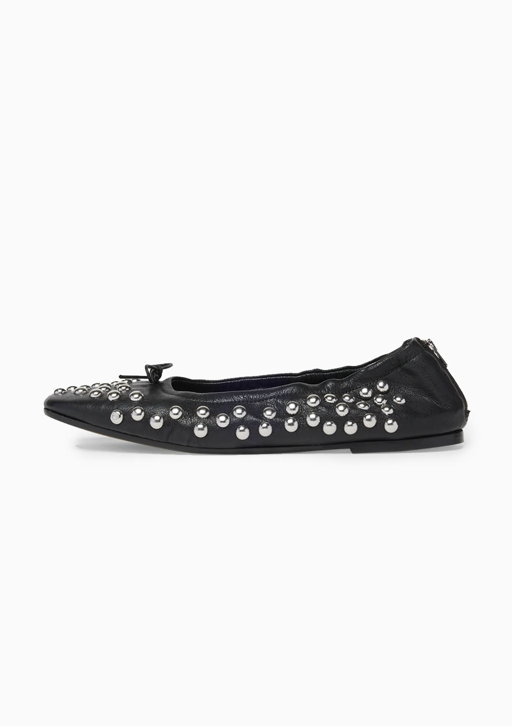 Amy Ballet Flat With Studs | Black/Silver