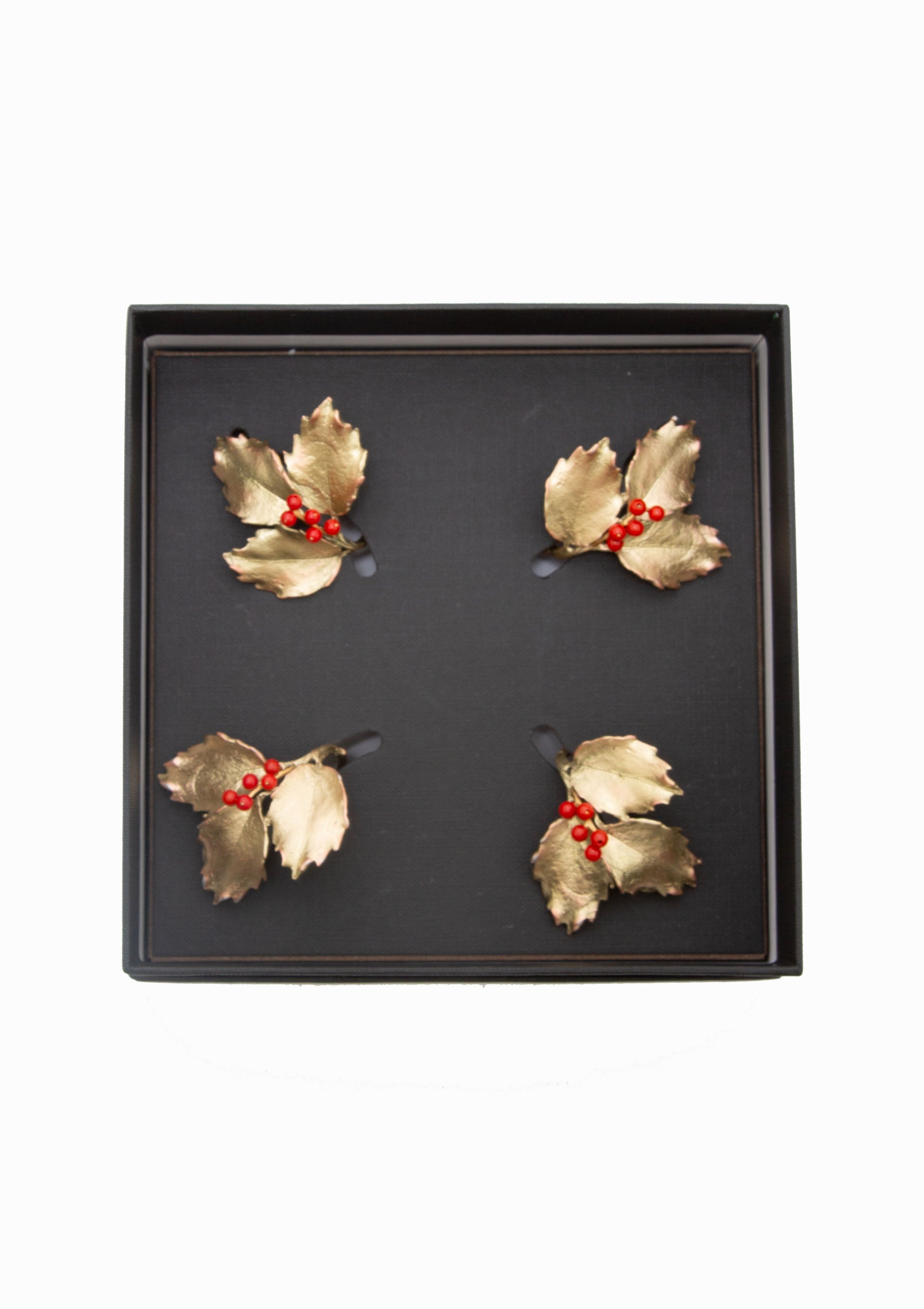 Holly Napkin Rings | Brass, Set Of 4