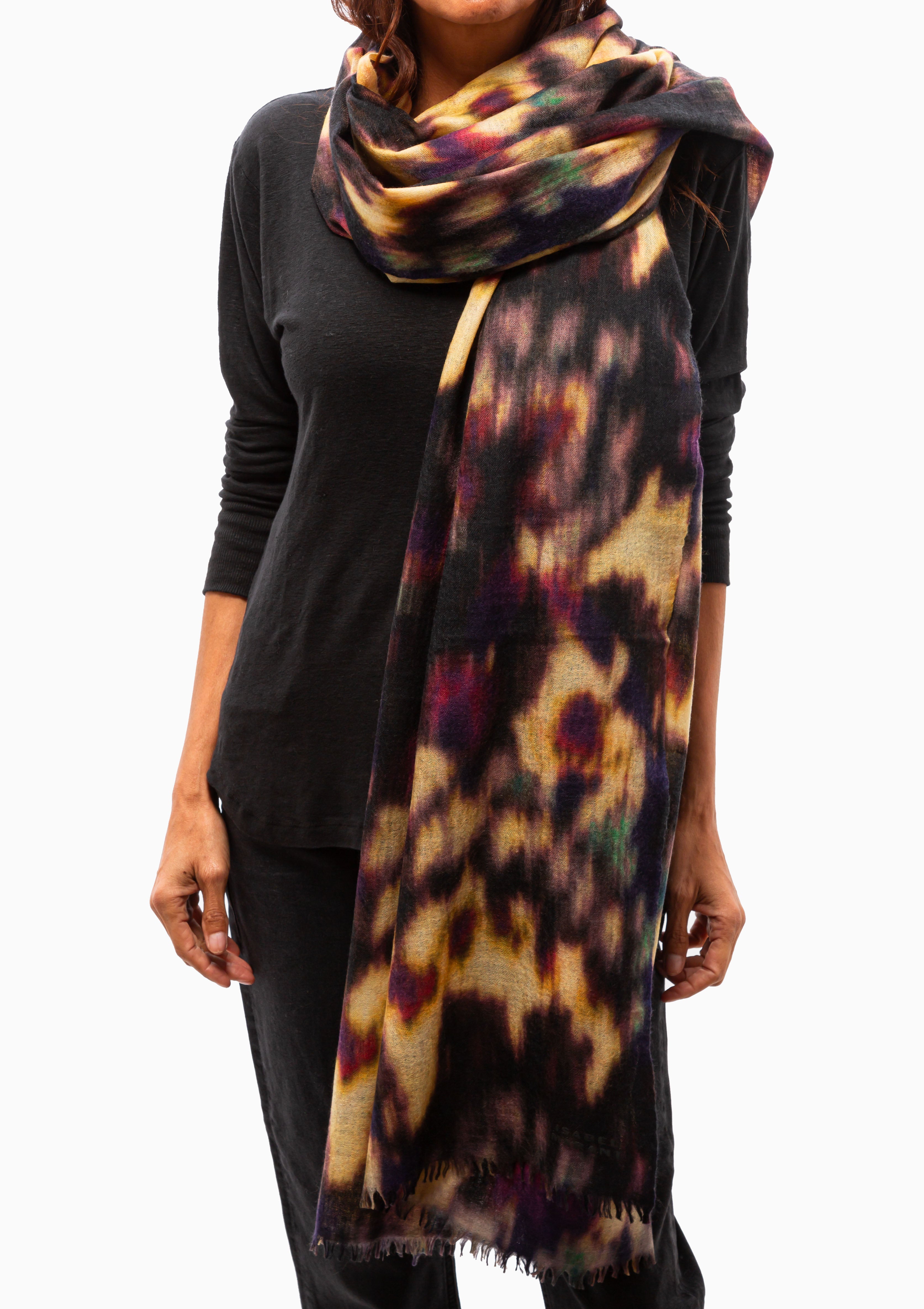 Alette Cashmere Stole | Ochre/Black