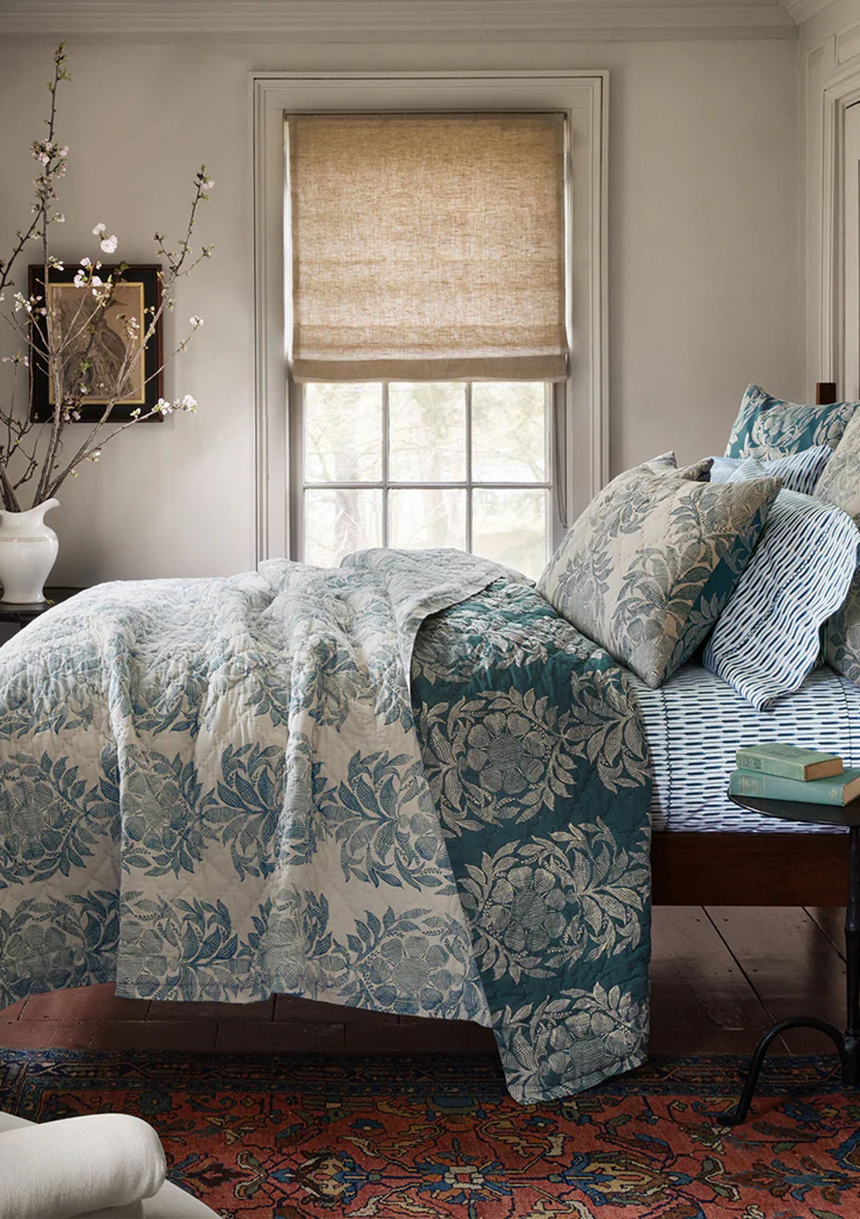 Asma Woven Coverlet King Sham | Peacock