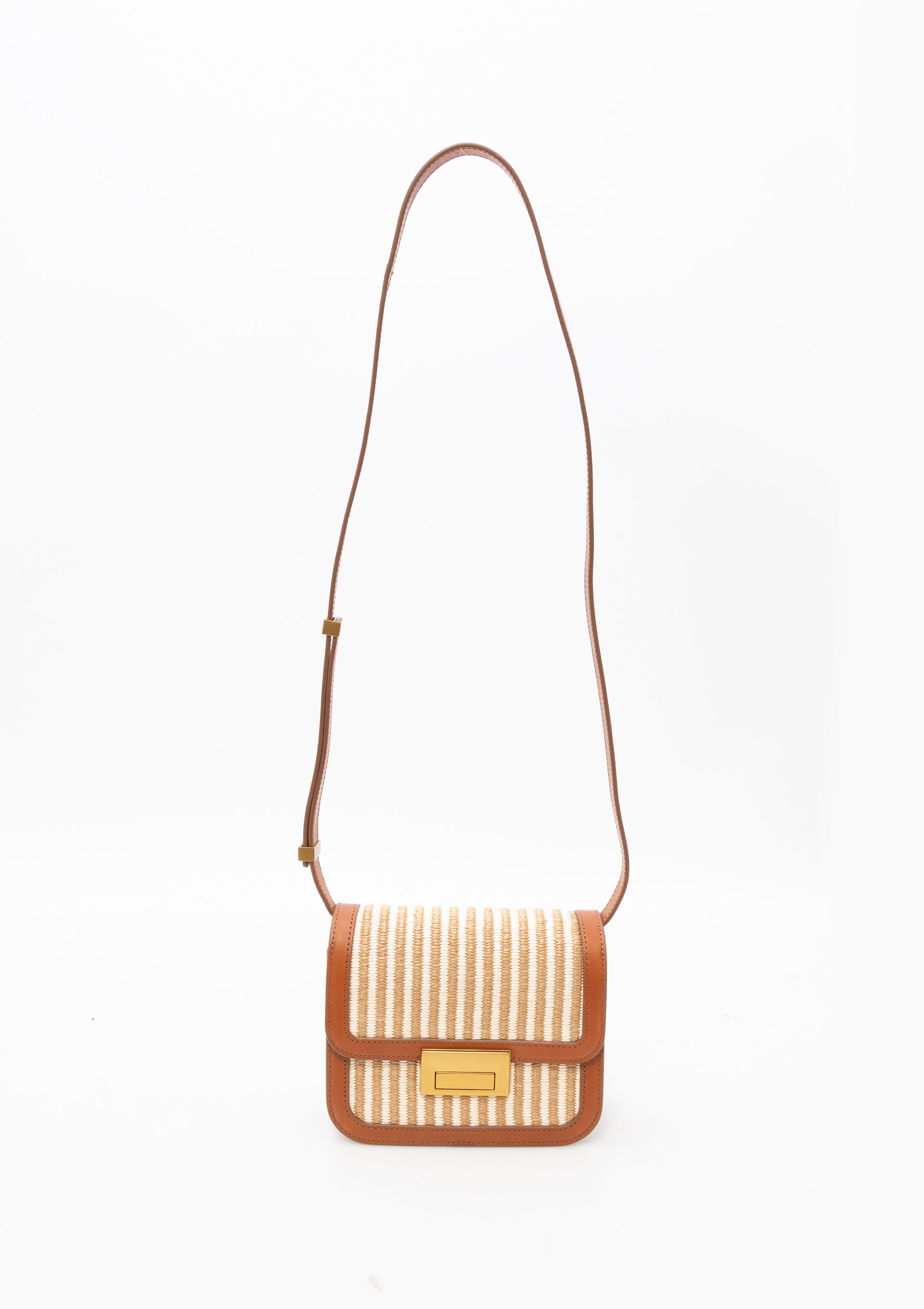 Desi Straw Crossbody | Cream Brown Stripe/Cognac