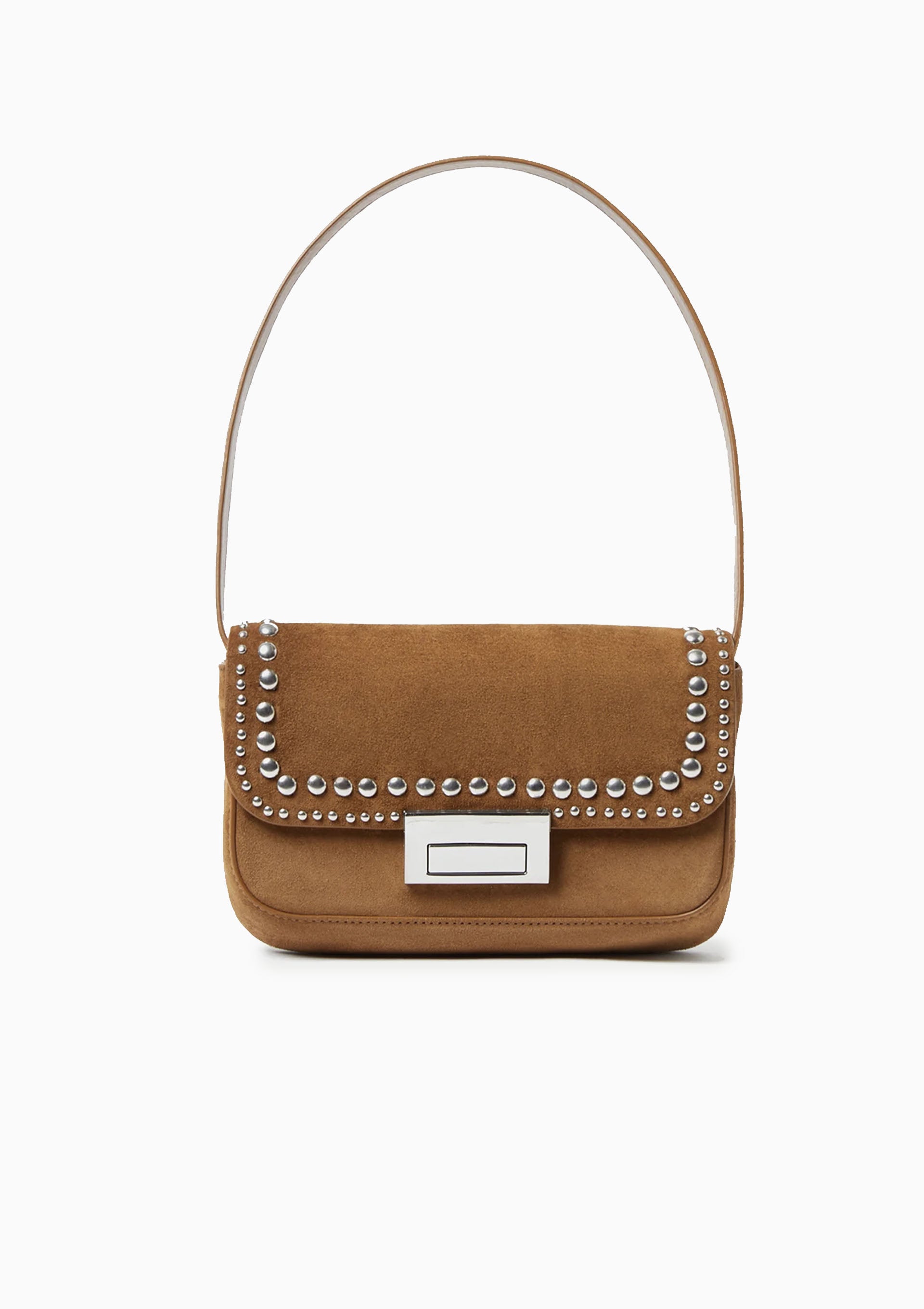 Stefania Studded Baguette Bag | Cacao