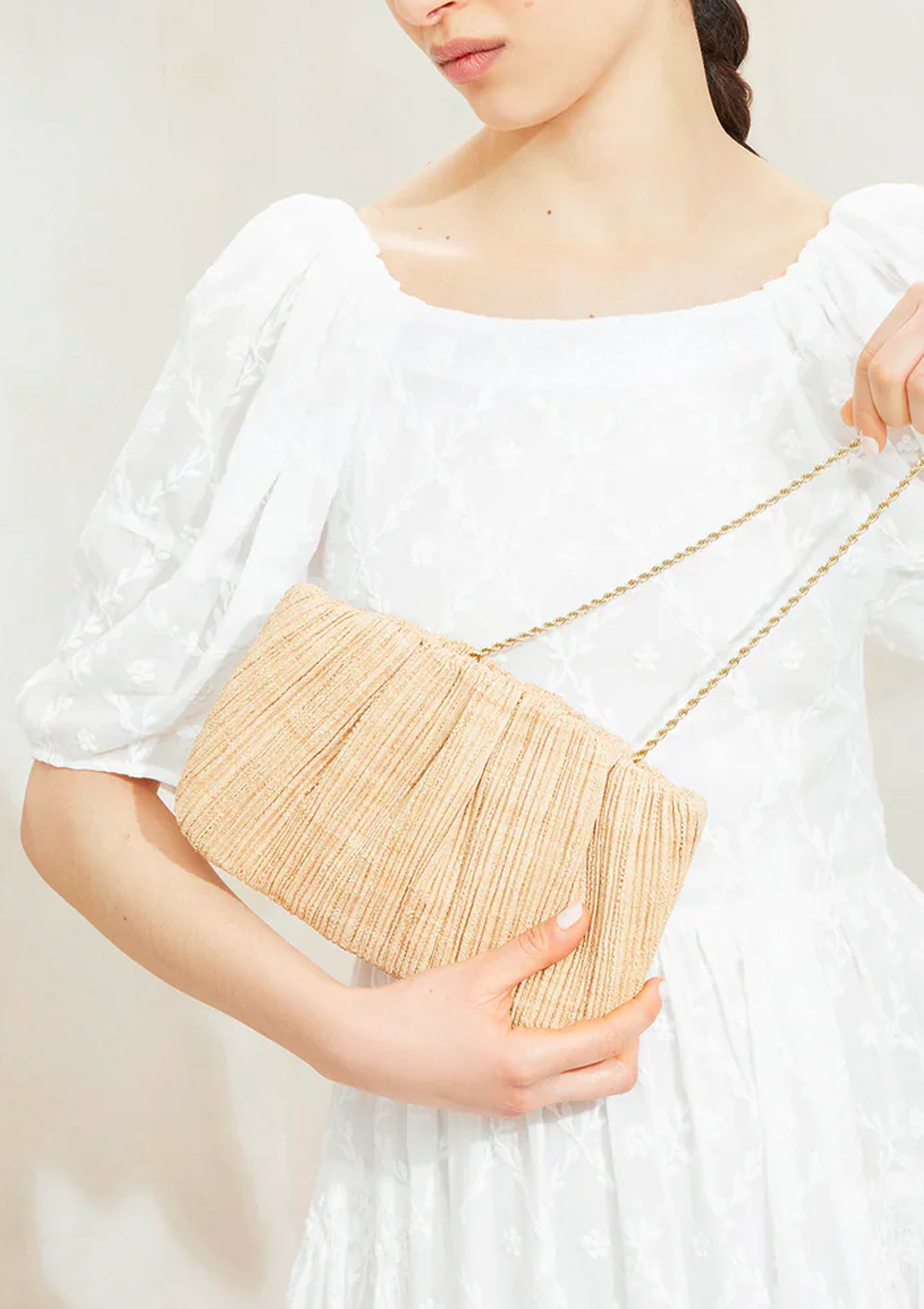 Brit Flat Pleated Pouch | Natural