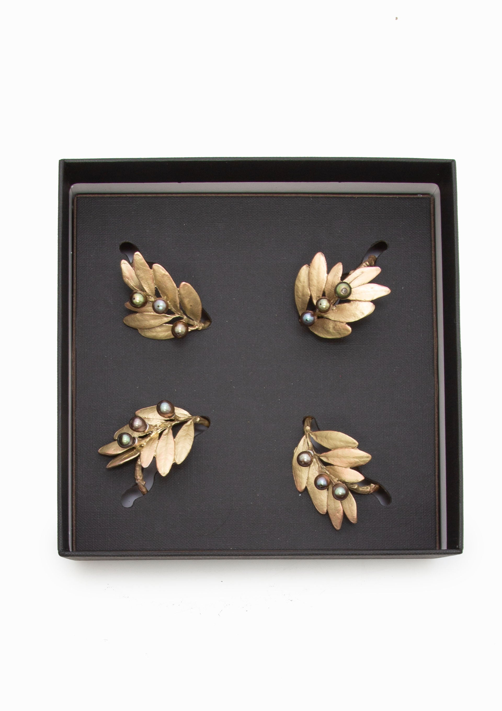 Olive Napkin Rings | Brass, Set Of 4