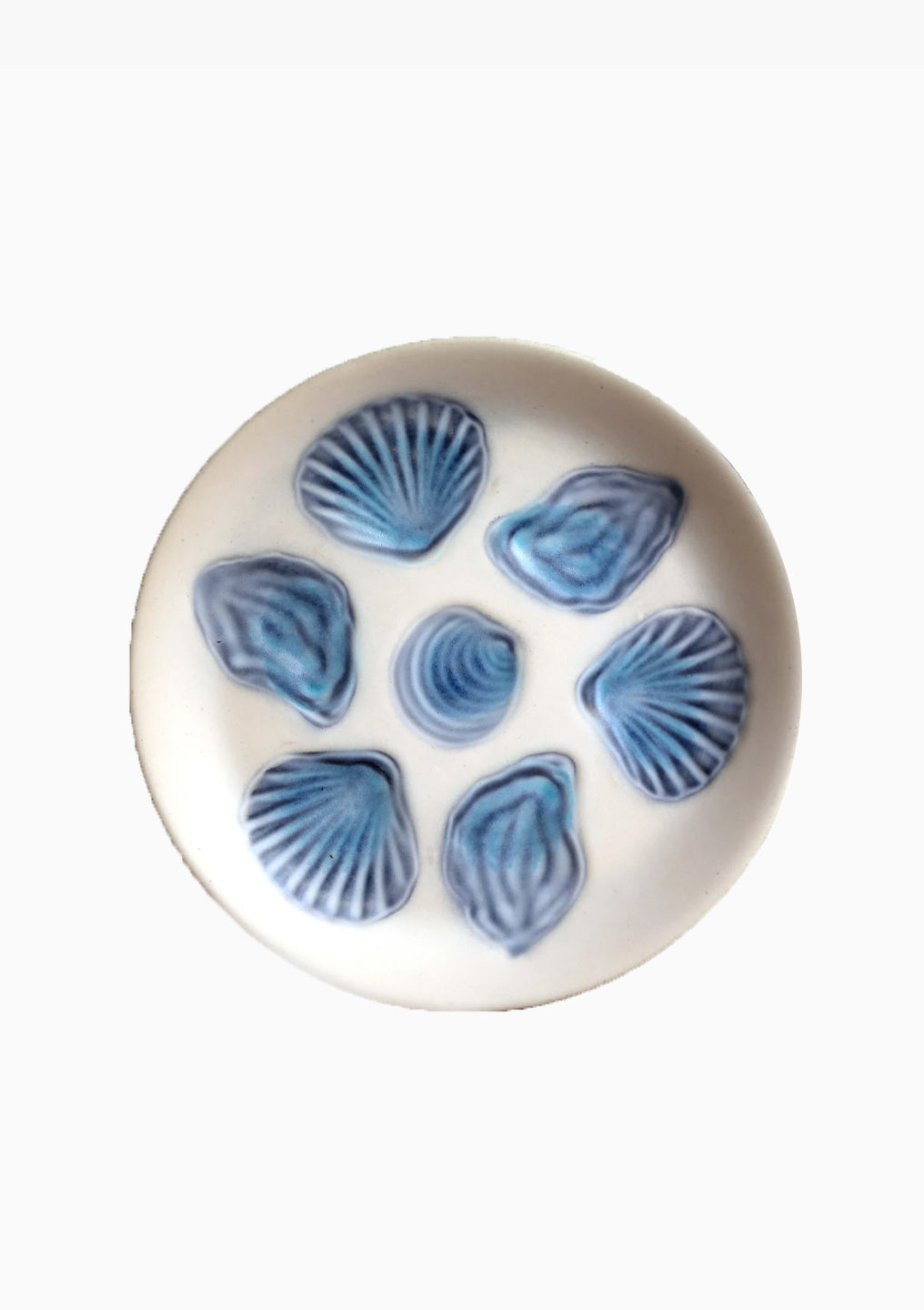 Vintage French Oyster Plate | Blue/White