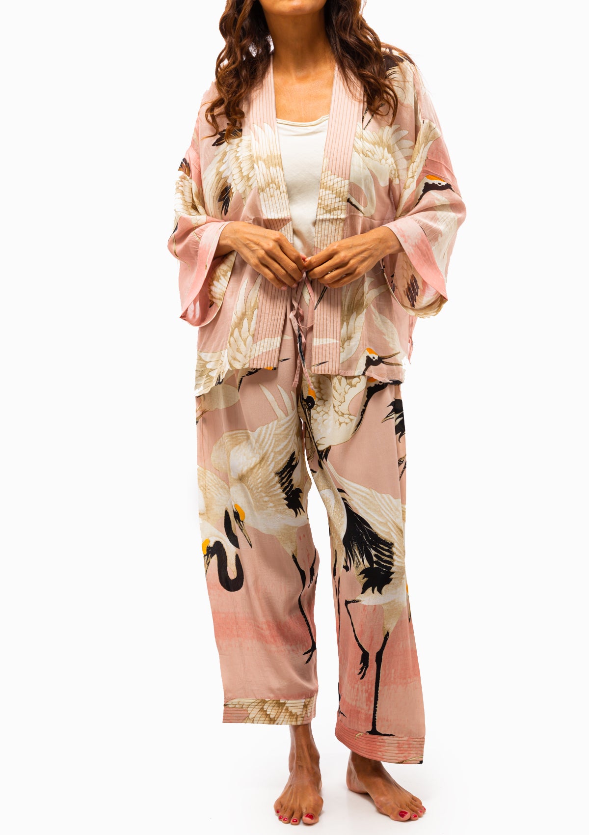 Heron Short Kimono | Pink