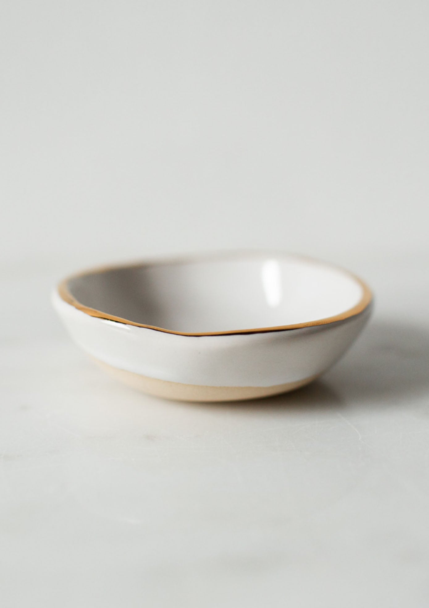 Gold Rim Jewelry Bowl | White