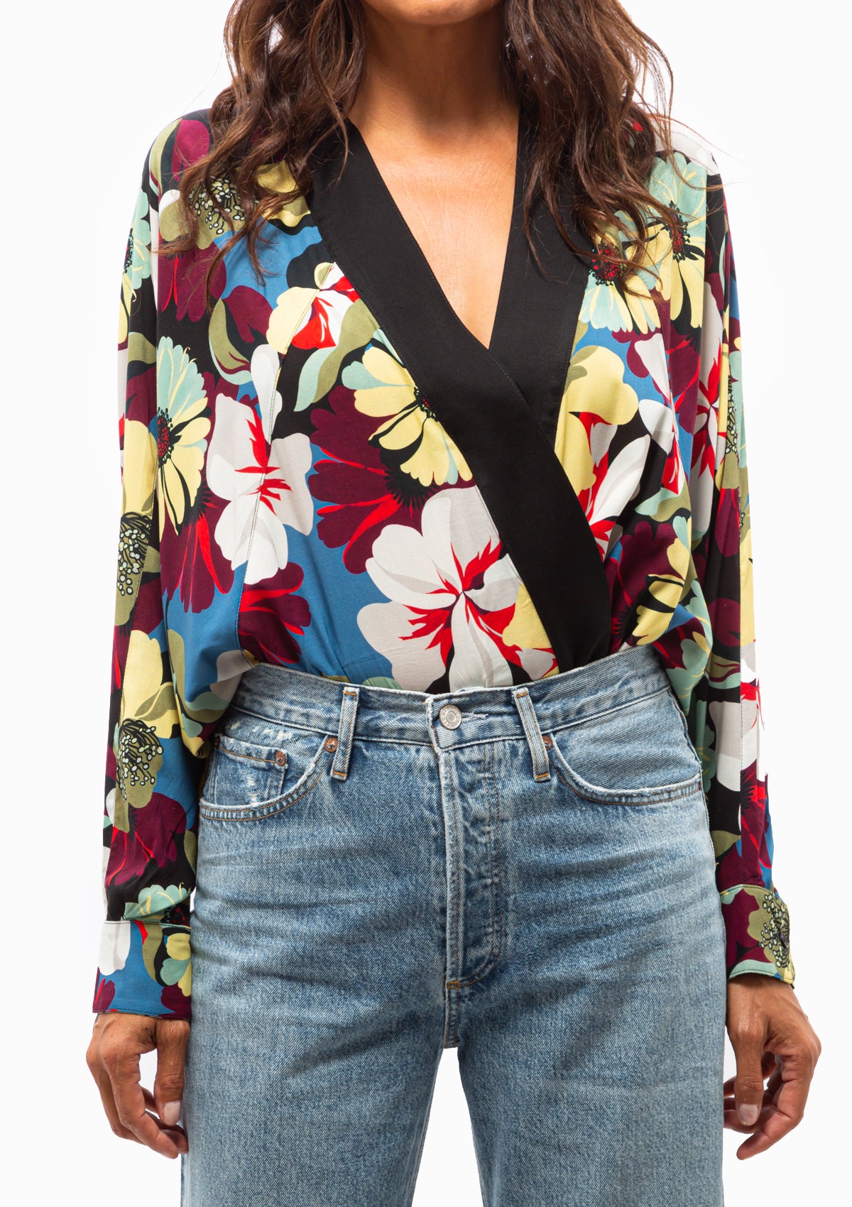 Blocked Kimono Blouse | Multi Floral